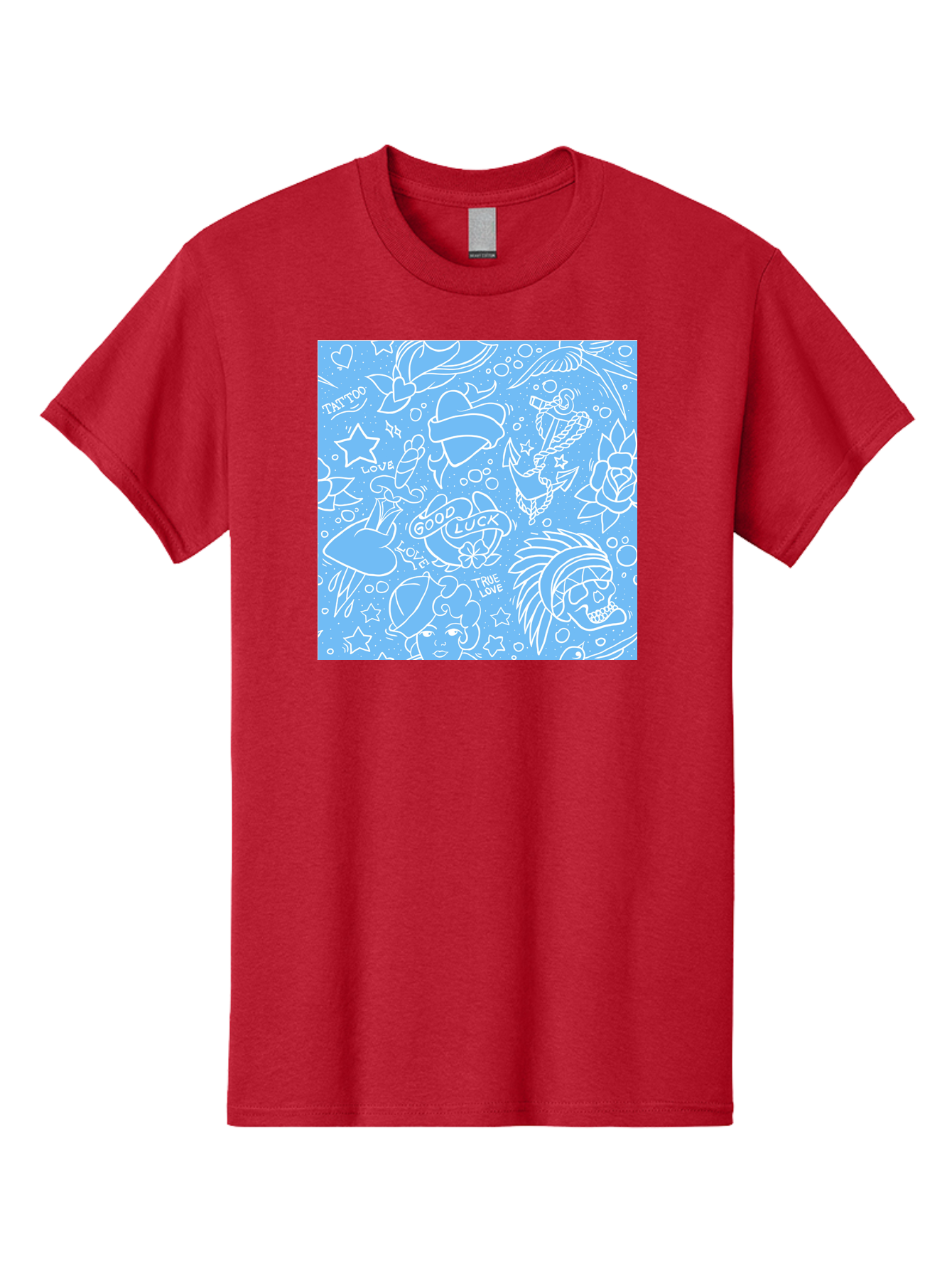 Tattoo Men'S Graphic Tee, 100% Cotton, Comfortable Casual Summer Wear, Machine Washable, Tattoo Designs, Skull Illustrations, Floral Motifs, Star Patterns, Banner Graphics, Ribbon Elements, Whimsical Doodles, Symbolic Imagery, Body Art Aac426 23