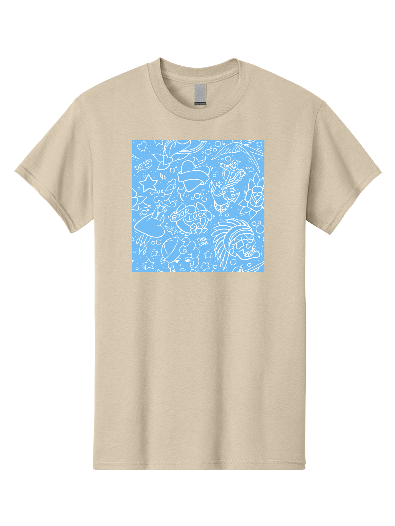 Tattoo Men'S Graphic Tee, 100% Cotton, Comfortable Casual Summer Wear, Machine Washable, Tattoo Designs, Skull Illustrations, Floral Motifs, Star Patterns, Banner Graphics, Ribbon Elements, Whimsical Doodles, Symbolic Imagery, Body Art Aac426 27