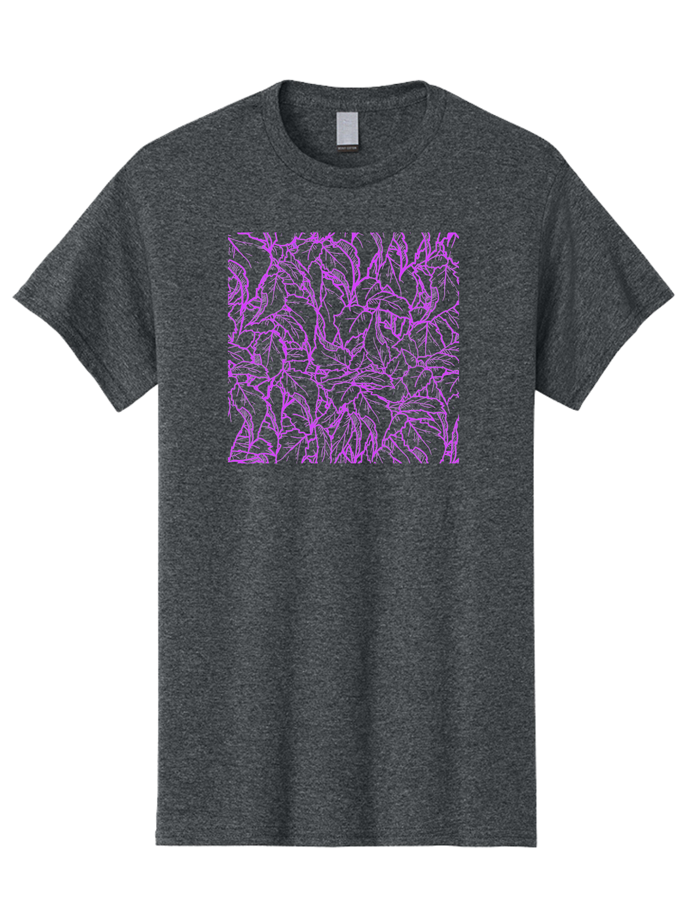 Tropical-Foliage Men'S Graphic Tee, 100% Cotton, Comfortable Casual Summer Wear, Machine Washable, Tropical Leaves, Leaf Pattern, Neon Pink, Cyan Background, Abstract Design, Botanical Art, Vibrant Colors, Summer Feel, Exotic Plants, Aac427