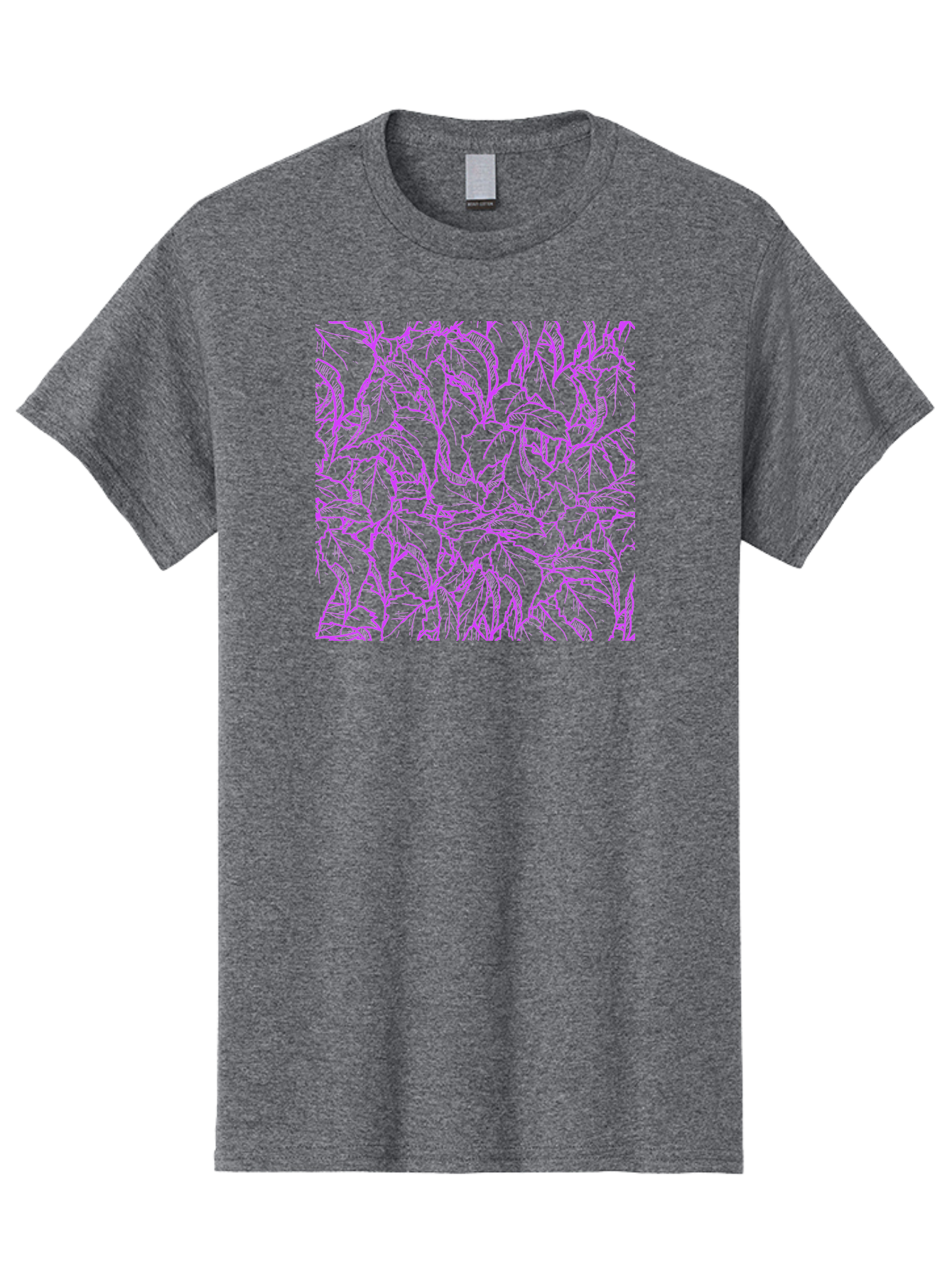 Tropical-Foliage Men'S Graphic Tee, 100% Cotton, Comfortable Casual Summer Wear, Machine Washable, Tropical Leaves, Leaf Pattern, Neon Pink, Cyan Background, Abstract Design, Botanical Art, Vibrant Colors, Summer Feel, Exotic Plants, Aac427 17