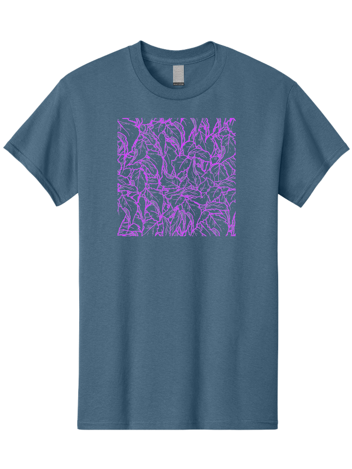 Tropical-Foliage Men'S Graphic Tee, 100% Cotton, Comfortable Casual Summer Wear, Machine Washable, Tropical Leaves, Leaf Pattern, Neon Pink, Cyan Background, Abstract Design, Botanical Art, Vibrant Colors, Summer Feel, Exotic Plants, Aac427 5