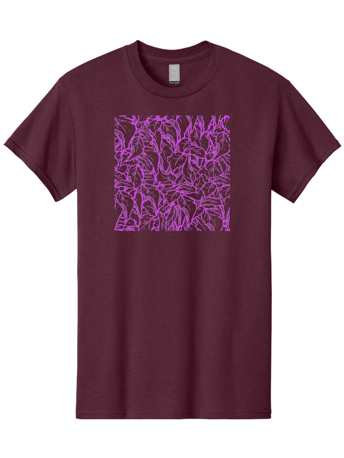 Tropical-Foliage Men'S Graphic Tee, 100% Cotton, Comfortable Casual Summer Wear, Machine Washable, Tropical Leaves, Leaf Pattern, Neon Pink, Cyan Background, Abstract Design, Botanical Art, Vibrant Colors, Summer Feel, Exotic Plants, Aac427 9