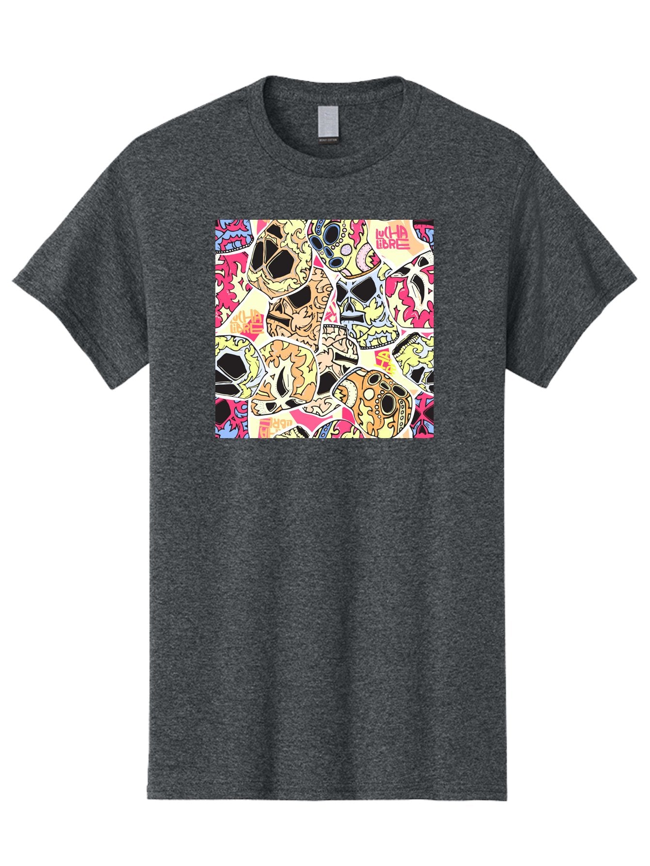 Wha-Libre Men'S Graphic Tee, 100% Cotton, Comfortable Casual Summer Wear, Machine Washable, Colorful Skulls, Sugar Skulls, Day Of The Dead, Vibrant Art, Wha Libre, Tattoo-Inspired Design, Street Art Style, Graphic Illustration, Ornate Details, Aac428 11