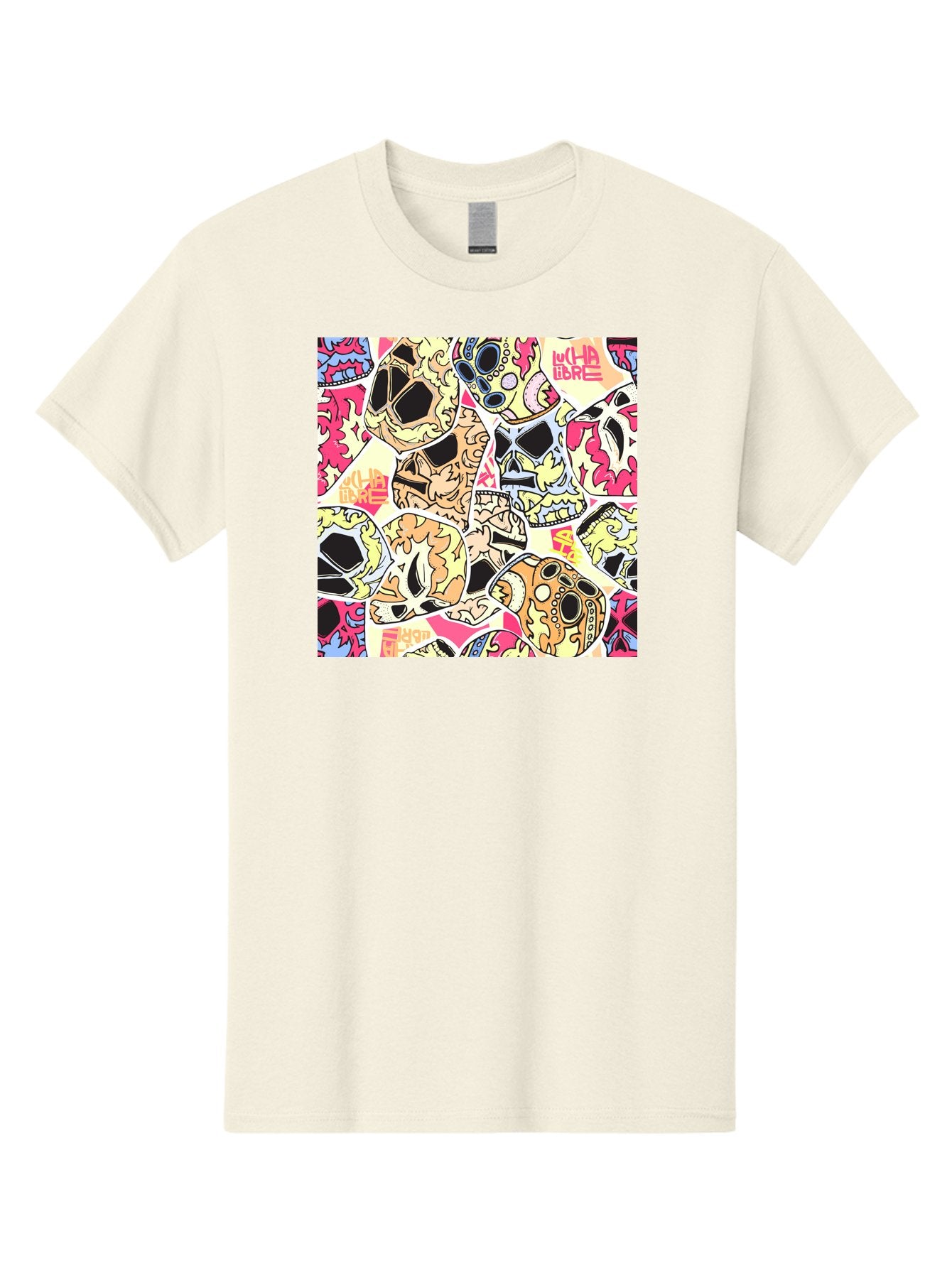 Wha-Libre Men'S Graphic Tee, 100% Cotton, Comfortable Casual Summer Wear, Machine Washable, Colorful Skulls, Sugar Skulls, Day Of The Dead, Vibrant Art, Wha Libre, Tattoo-Inspired Design, Street Art Style, Graphic Illustration, Ornate Details, Aac428 12