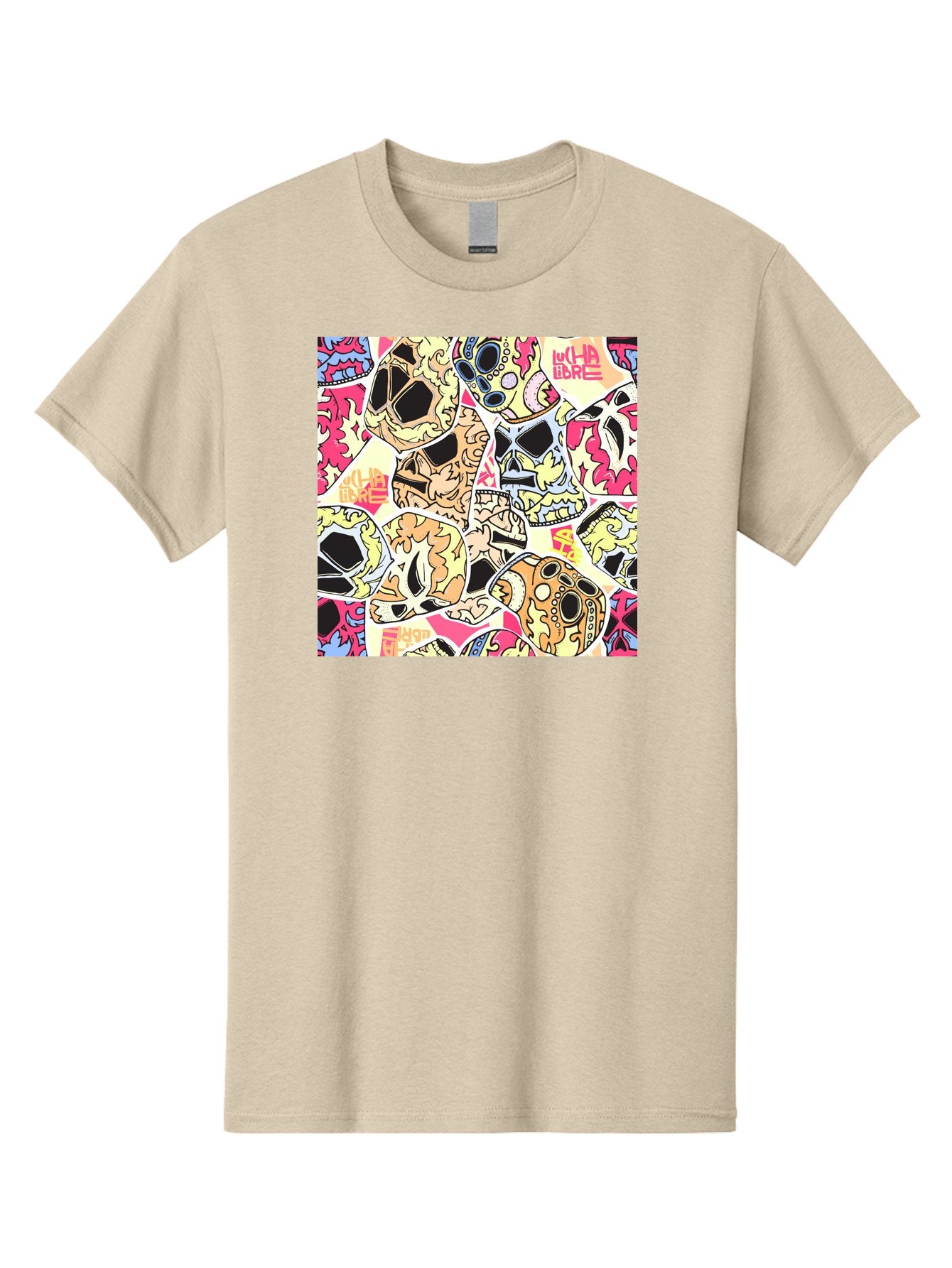 Wha-Libre Men'S Graphic Tee, 100% Cotton, Comfortable Casual Summer Wear, Machine Washable, Colorful Skulls, Sugar Skulls, Day Of The Dead, Vibrant Art, Wha Libre, Tattoo-Inspired Design, Street Art Style, Graphic Illustration, Ornate Details, Aac428 14