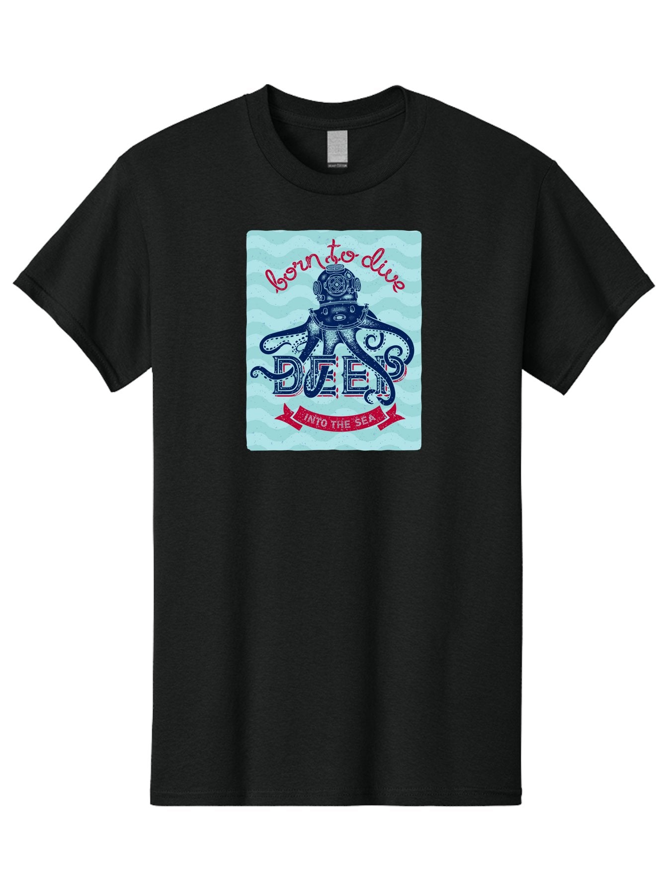Born-To-Dive-1 Men'S Graphic Tee, 100% Cotton, Comfortable Casual Summer Wear, Machine Washable, Scuba Diving, Underwater Adventure, Diving Enthusiast, Octopus With Scuba Gear, Deep Sea Exploration, Ocean Lover, Vintage Style, Sea Creatures, Aac430 8