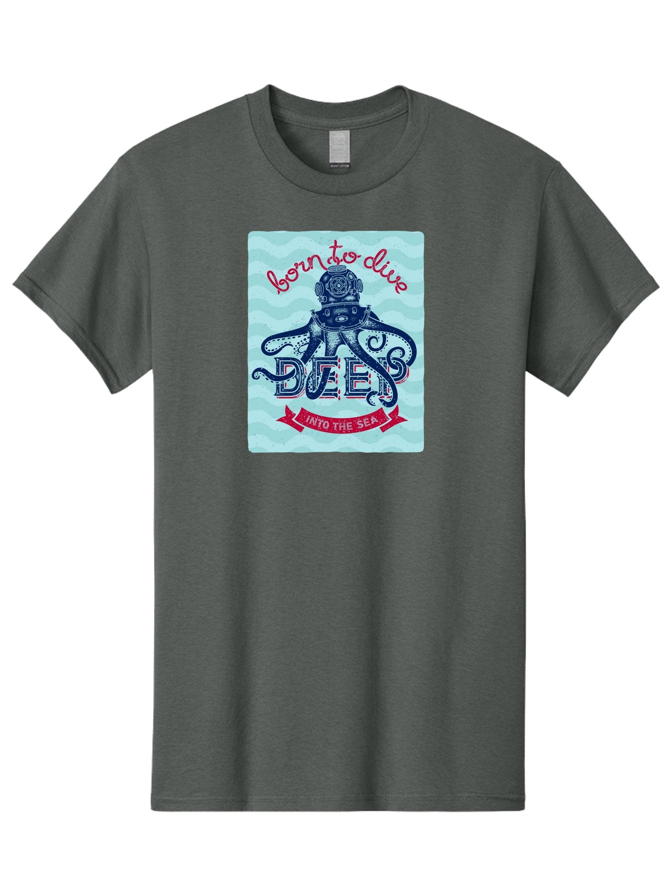 Born-To-Dive-1 Men'S Graphic Tee, 100% Cotton, Comfortable Casual Summer Wear, Machine Washable, Scuba Diving, Underwater Adventure, Diving Enthusiast, Octopus With Scuba Gear, Deep Sea Exploration, Ocean Lover, Vintage Style, Sea Creatures, Aac430 6