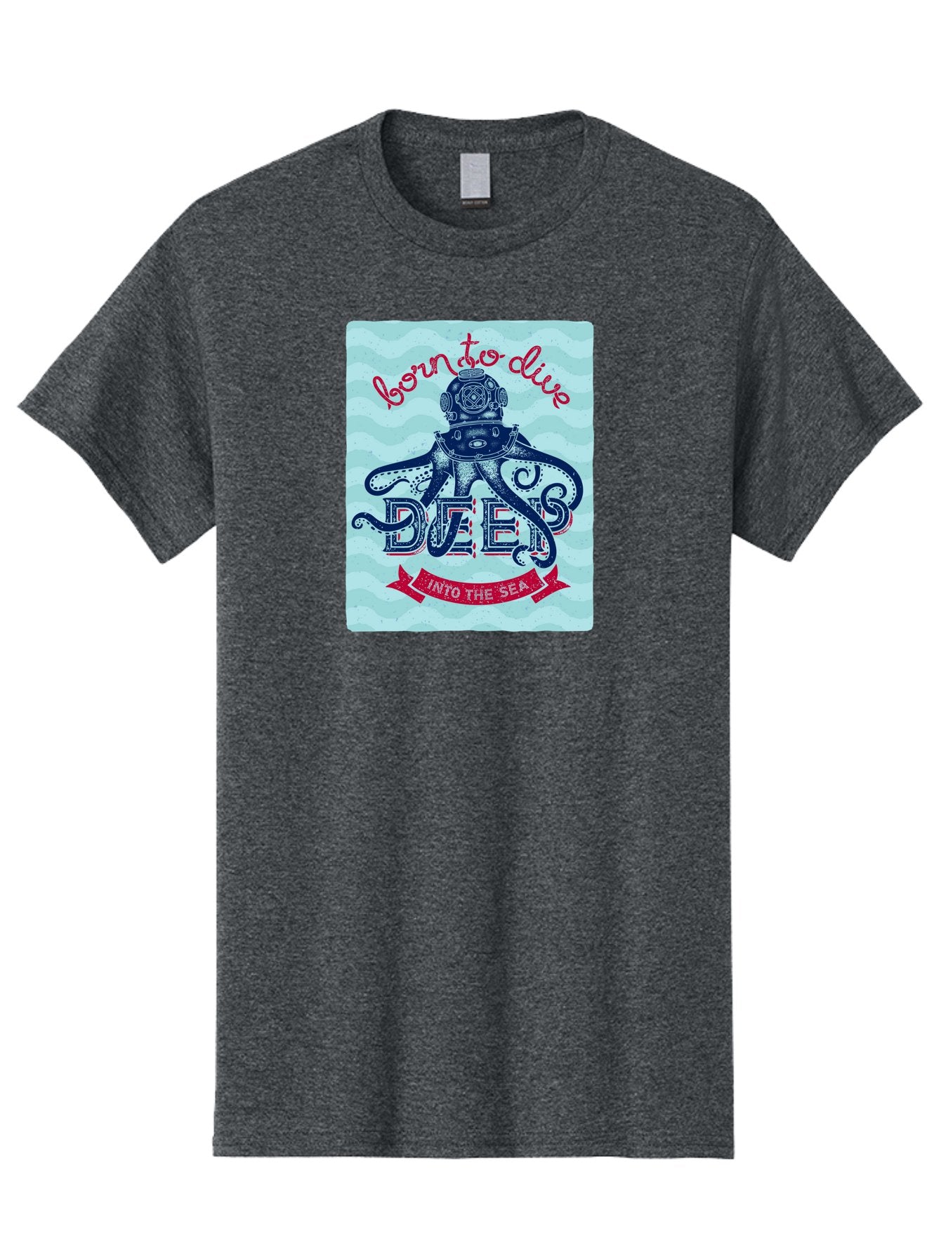 Born-To-Dive-1 Men'S Graphic Tee, 100% Cotton, Comfortable Casual Summer Wear, Machine Washable, Scuba Diving, Underwater Adventure, Diving Enthusiast, Octopus With Scuba Gear, Deep Sea Exploration, Ocean Lover, Vintage Style, Sea Creatures, Aac430 9