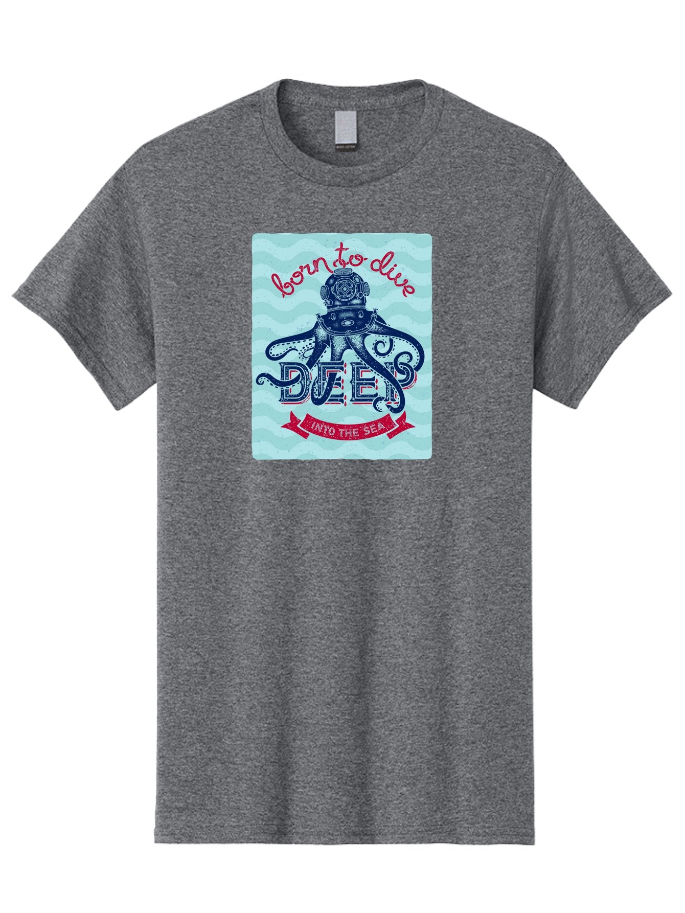 Born-To-Dive-1 Men'S Graphic Tee, 100% Cotton, Comfortable Casual Summer Wear, Machine Washable, Scuba Diving, Underwater Adventure, Diving Enthusiast, Octopus With Scuba Gear, Deep Sea Exploration, Ocean Lover, Vintage Style, Sea Creatures, Aac430 11