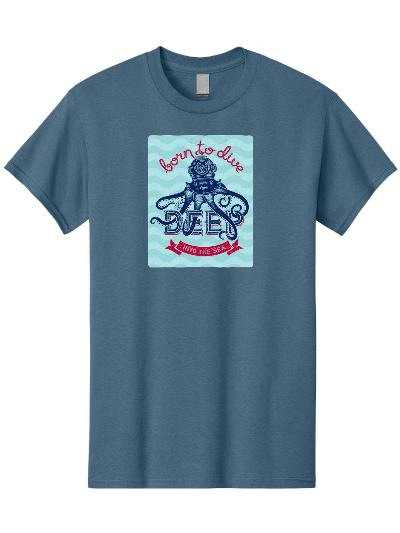 Born-To-Dive-1 Men'S Graphic Tee, 100% Cotton, Comfortable Casual Summer Wear, Machine Washable, Scuba Diving, Underwater Adventure, Diving Enthusiast, Octopus With Scuba Gear, Deep Sea Exploration, Ocean Lover, Vintage Style, Sea Creatures, Aac430 7