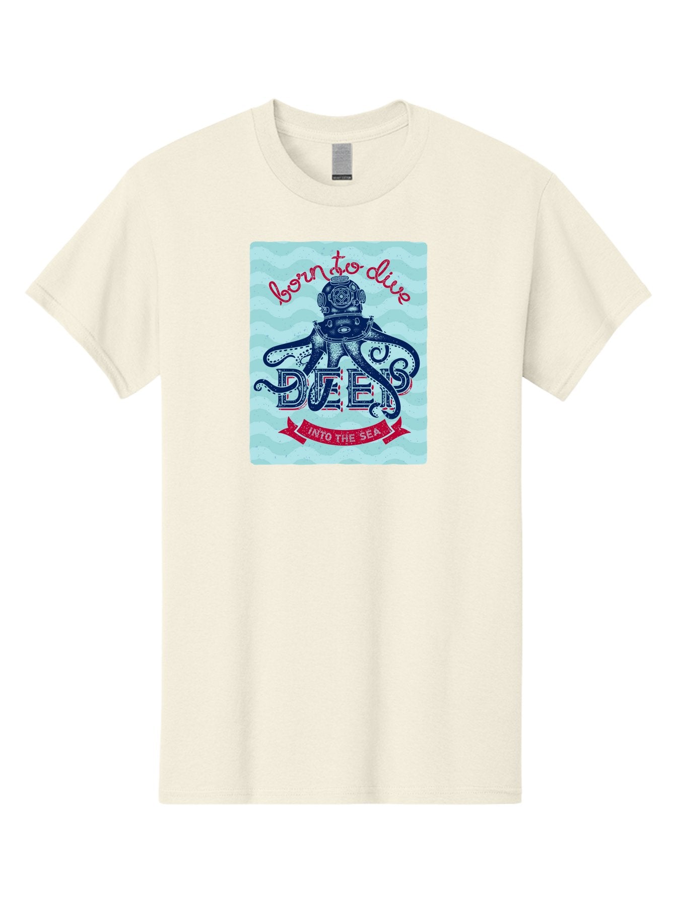Born-To-Dive-1 Men'S Graphic Tee, 100% Cotton, Comfortable Casual Summer Wear, Machine Washable, Scuba Diving, Underwater Adventure, Diving Enthusiast, Octopus With Scuba Gear, Deep Sea Exploration, Ocean Lover, Vintage Style, Sea Creatures, Aac430