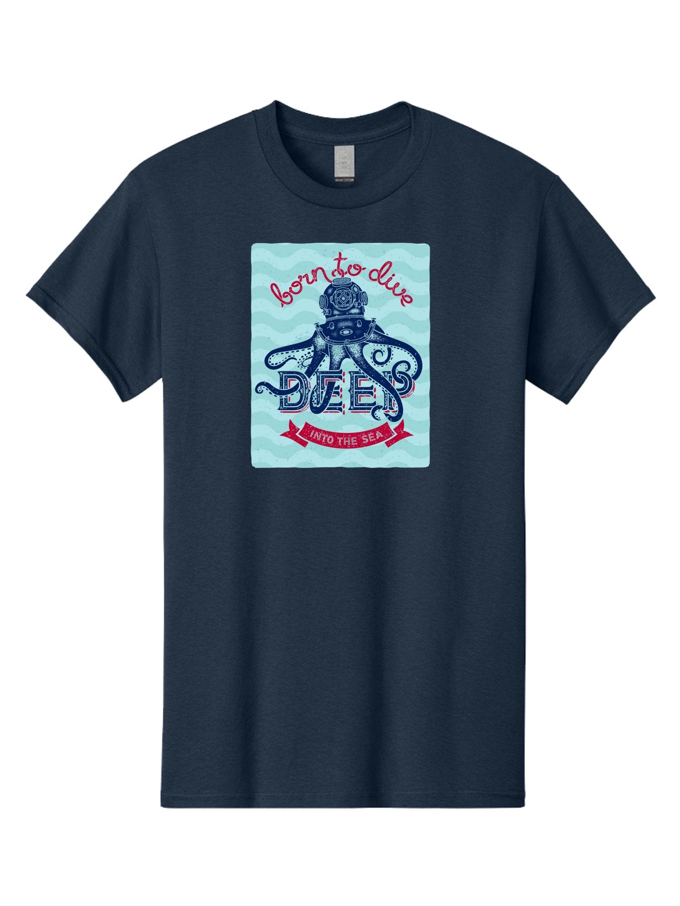 Born-To-Dive-1 Men'S Graphic Tee, 100% Cotton, Comfortable Casual Summer Wear, Machine Washable, Scuba Diving, Underwater Adventure, Diving Enthusiast, Octopus With Scuba Gear, Deep Sea Exploration, Ocean Lover, Vintage Style, Sea Creatures, Aac430