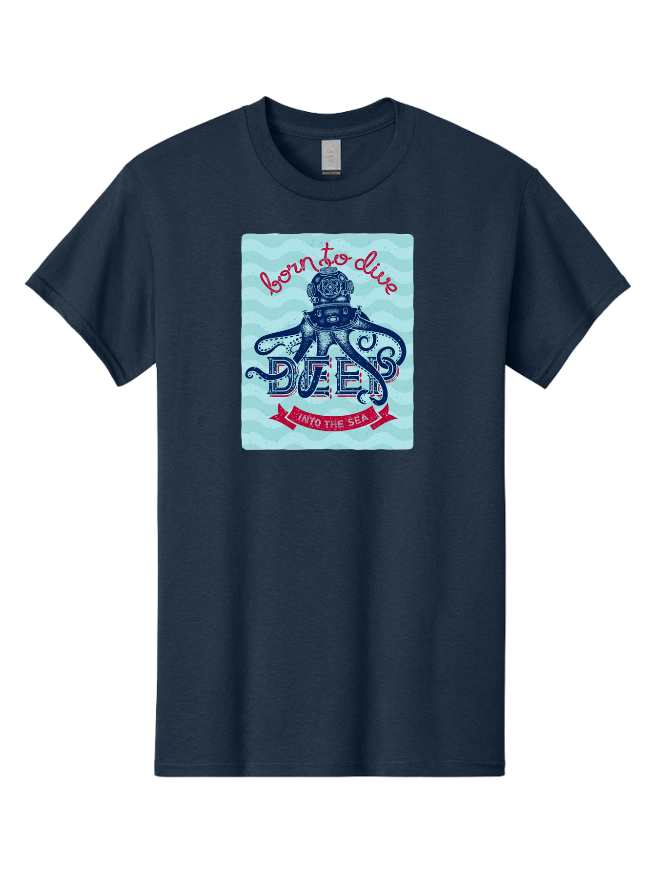 Born-To-Dive-1 Men'S Graphic Tee, 100% Cotton, Comfortable Casual Summer Wear, Machine Washable, Scuba Diving, Underwater Adventure, Diving Enthusiast, Octopus With Scuba Gear, Deep Sea Exploration, Ocean Lover, Vintage Style, Sea Creatures, Aac430 21