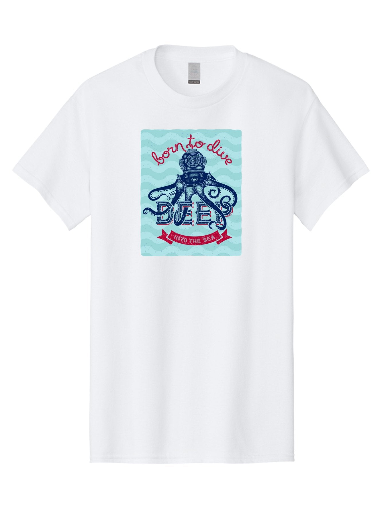 Born-To-Dive-1 Men'S Graphic Tee, 100% Cotton, Comfortable Casual Summer Wear, Machine Washable, Scuba Diving, Underwater Adventure, Diving Enthusiast, Octopus With Scuba Gear, Deep Sea Exploration, Ocean Lover, Vintage Style, Sea Creatures, Aac430 14