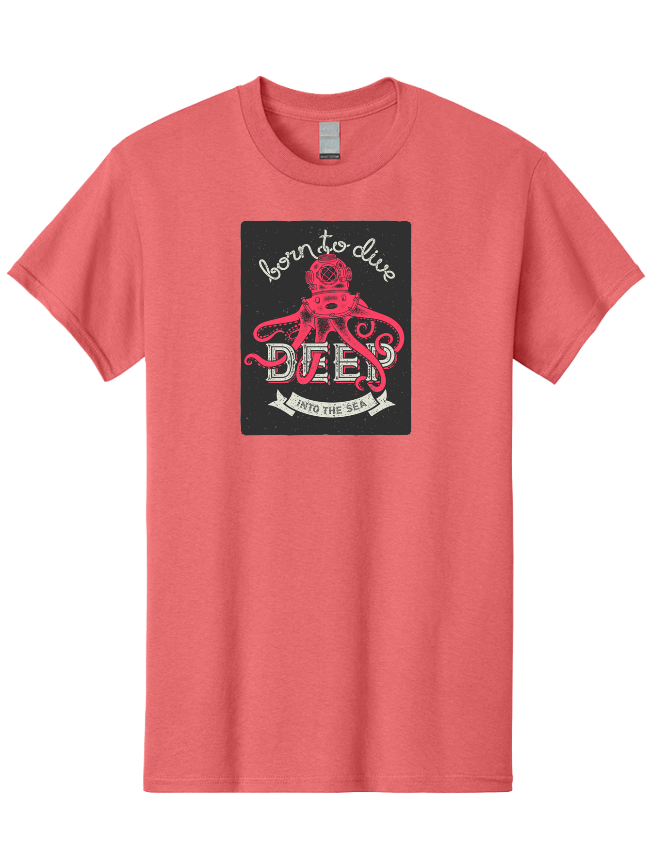 Born-To-Dive-2 Men'S Graphic Tee, 100% Cotton, Comfortable Casual Summer Wear, Machine Washable, Scuba Diver, Octopus, Underwater Adventure, Deep Sea, Diving Passion, Ocean Exploration, Sea Creatures, Nautical Art, Vintage Design Aac431 23