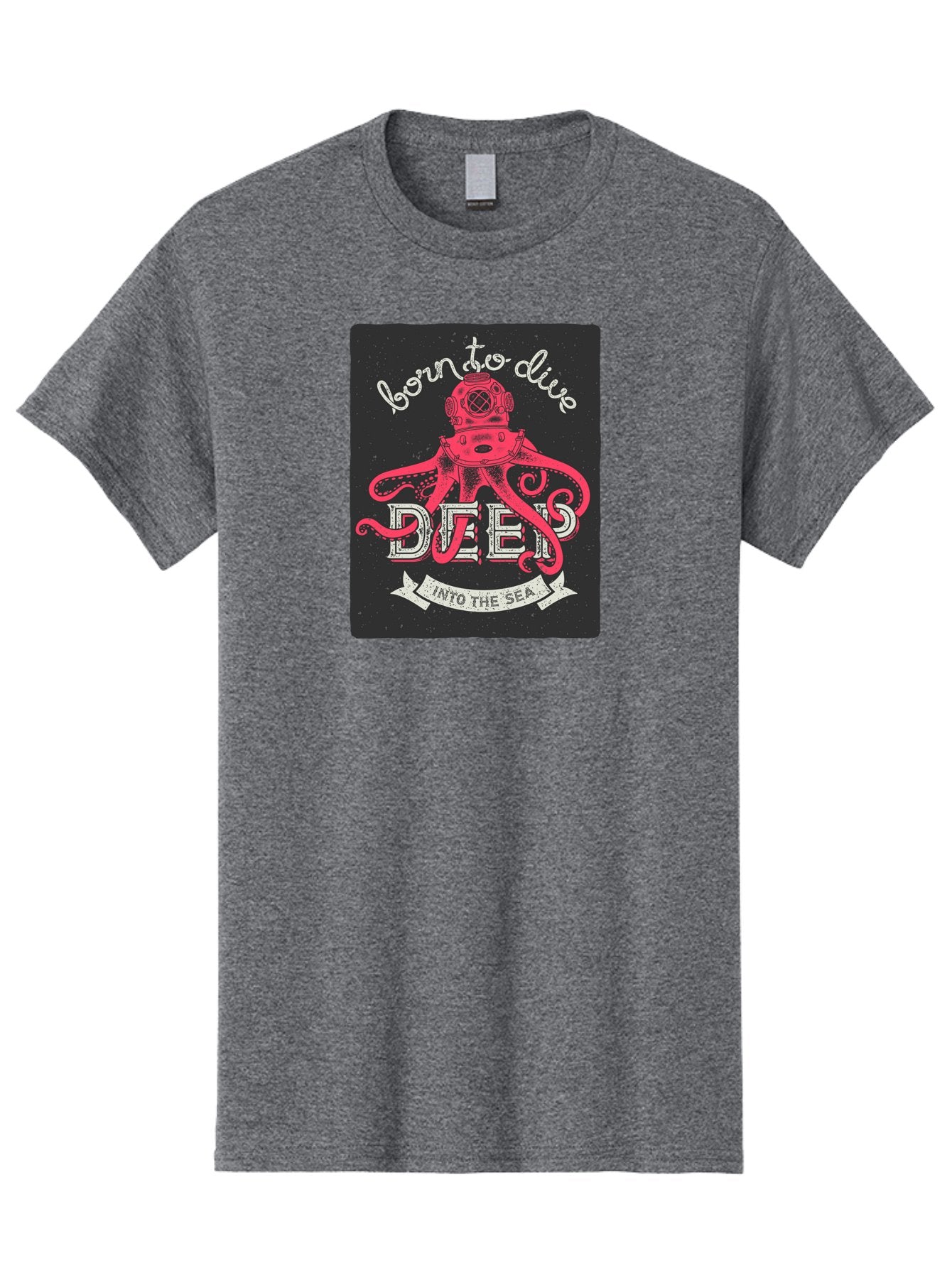 Born-To-Dive-2 Men'S Graphic Tee, 100% Cotton, Comfortable Casual Summer Wear, Machine Washable, Scuba Diver, Octopus, Underwater Adventure, Deep Sea, Diving Passion, Ocean Exploration, Sea Creatures, Nautical Art, Vintage Design Aac431 3