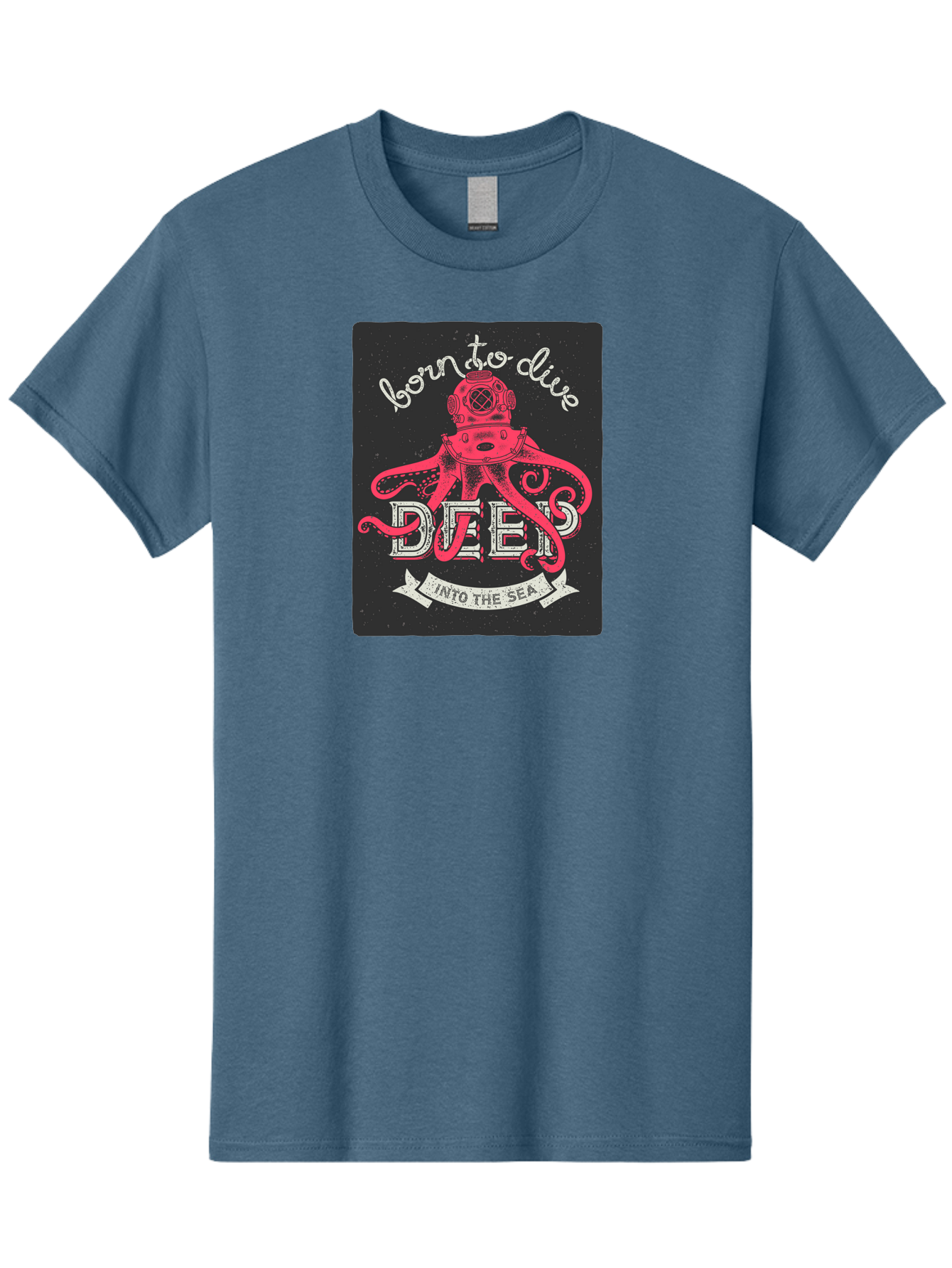 Born-To-Dive-2 Men'S Graphic Tee, 100% Cotton, Comfortable Casual Summer Wear, Machine Washable, Scuba Diver, Octopus, Underwater Adventure, Deep Sea, Diving Passion, Ocean Exploration, Sea Creatures, Nautical Art, Vintage Design Aac431 25