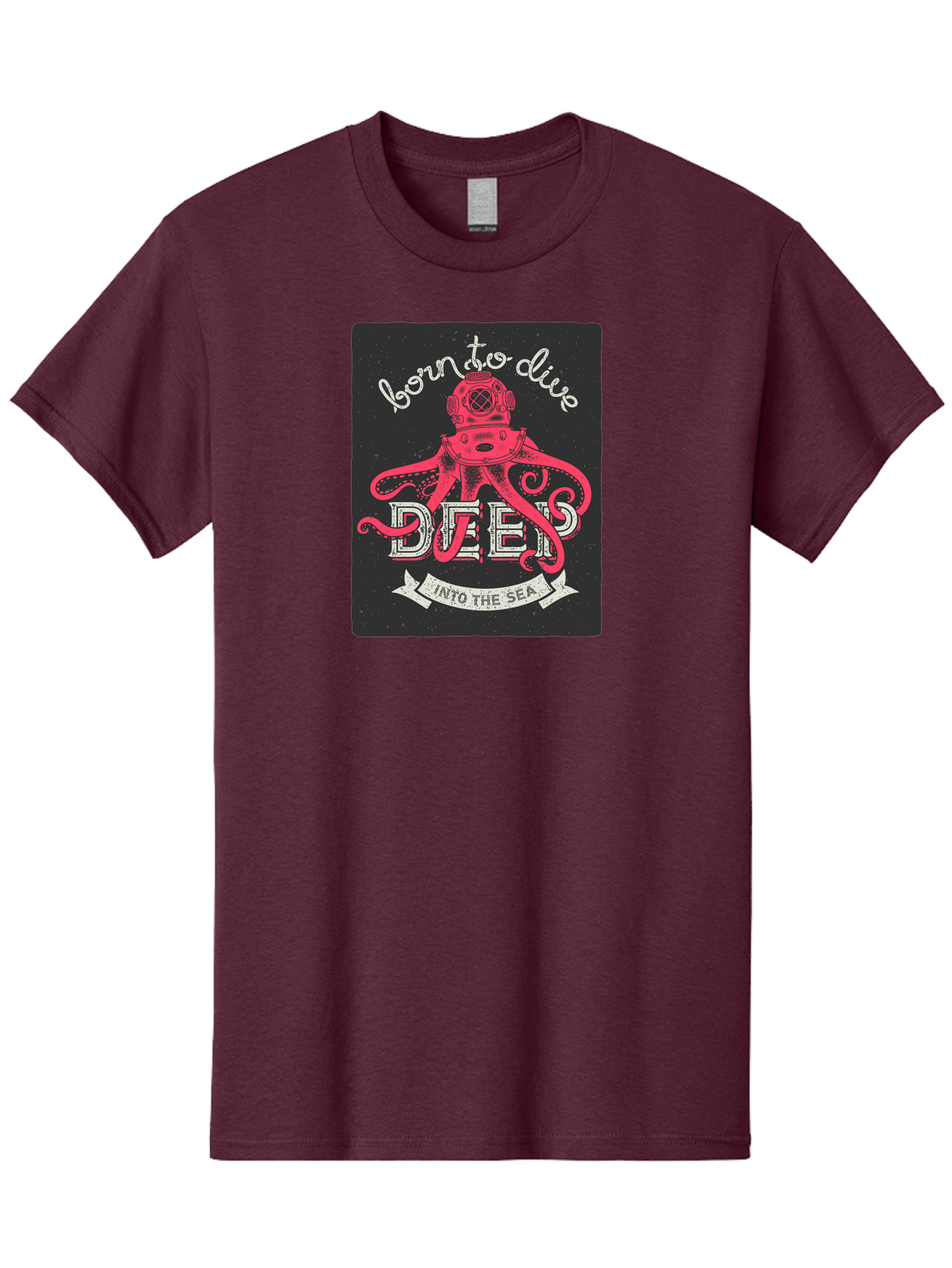 Born-To-Dive-2 Men'S Graphic Tee, 100% Cotton, Comfortable Casual Summer Wear, Machine Washable, Scuba Diver, Octopus, Underwater Adventure, Deep Sea, Diving Passion, Ocean Exploration, Sea Creatures, Nautical Art, Vintage Design Aac431 11