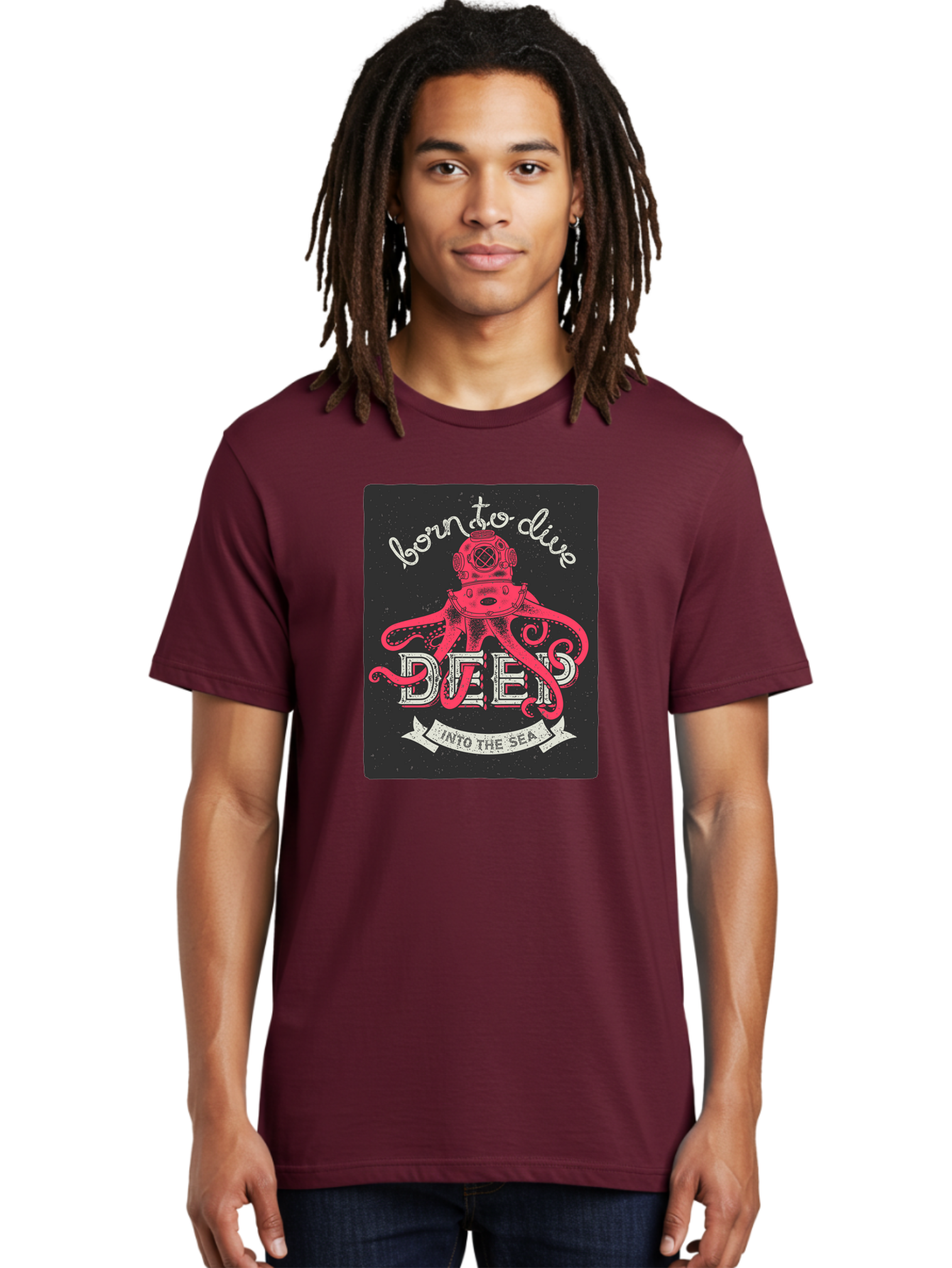 Born-To-Dive-2 Men'S Graphic Tee, 100% Cotton, Comfortable Casual Summer Wear, Machine Washable, Scuba Diver, Octopus, Underwater Adventure, Deep Sea, Diving Passion, Ocean Exploration, Sea Creatures, Nautical Art, Vintage Design Aac431 12