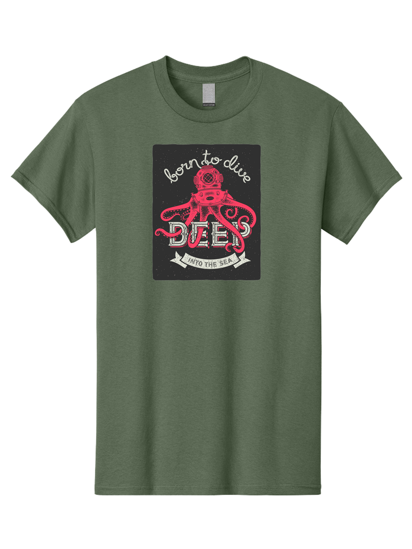Born-To-Dive-2 Men'S Graphic Tee, 100% Cotton, Comfortable Casual Summer Wear, Machine Washable, Scuba Diver, Octopus, Underwater Adventure, Deep Sea, Diving Passion, Ocean Exploration, Sea Creatures, Nautical Art, Vintage Design Aac431 7
