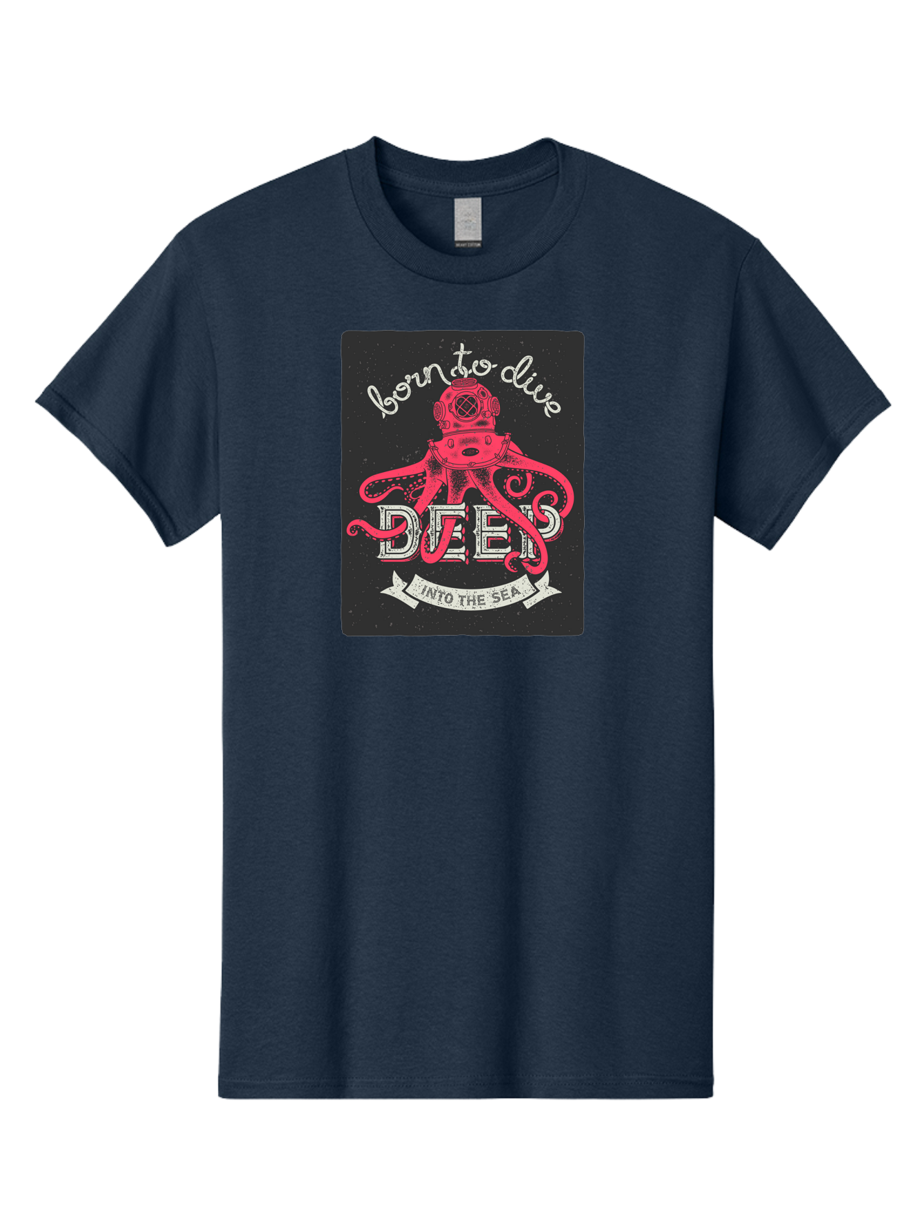 Born-To-Dive-2 Men'S Graphic Tee, 100% Cotton, Comfortable Casual Summer Wear, Machine Washable, Scuba Diver, Octopus, Underwater Adventure, Deep Sea, Diving Passion, Ocean Exploration, Sea Creatures, Nautical Art, Vintage Design Aac431 19