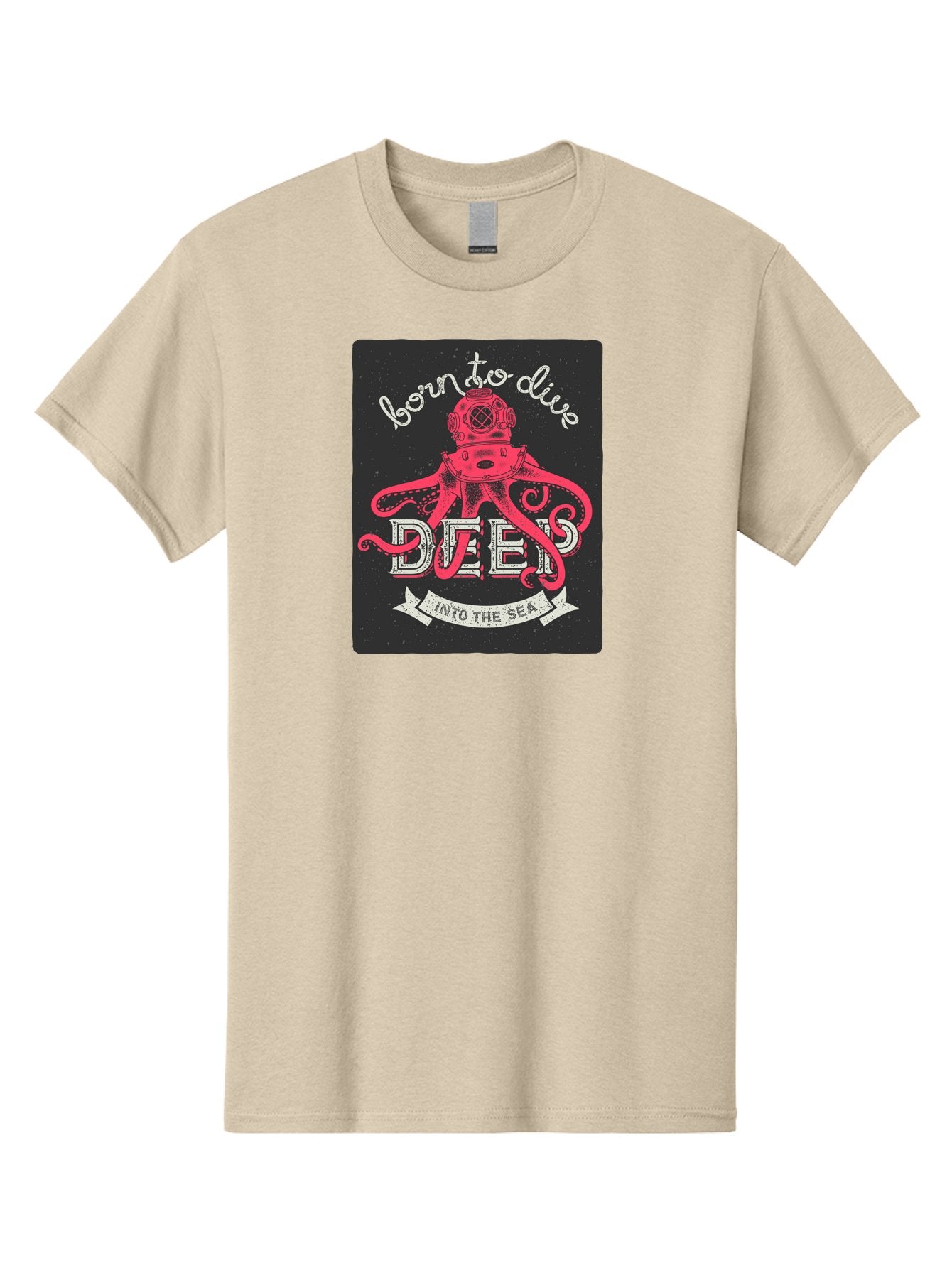 Born-To-Dive-2 Men'S Graphic Tee, 100% Cotton, Comfortable Casual Summer Wear, Machine Washable, Scuba Diver, Octopus, Underwater Adventure, Deep Sea, Diving Passion, Ocean Exploration, Sea Creatures, Nautical Art, Vintage Design Aac431 14