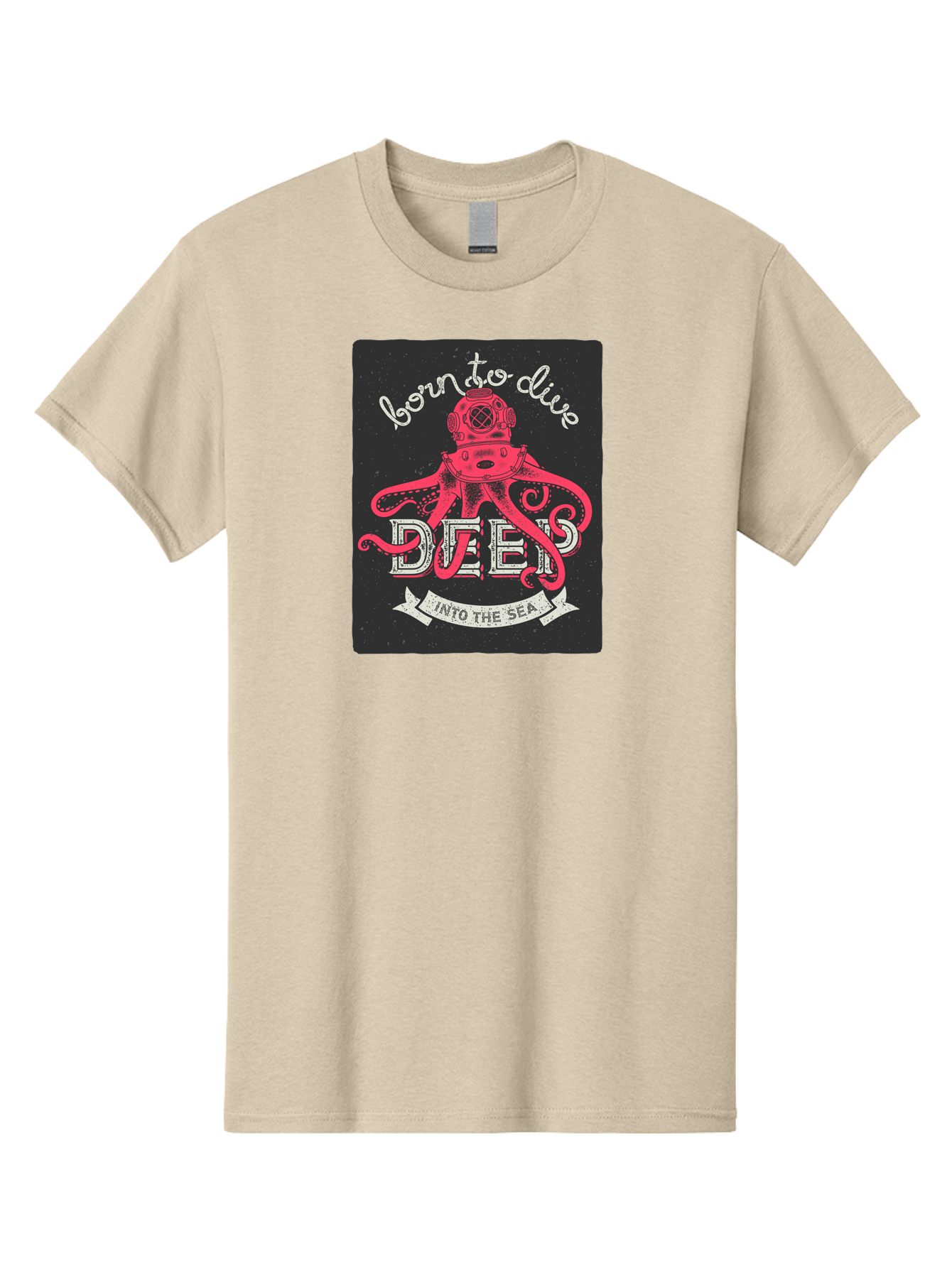Born-To-Dive-2 Men'S Graphic Tee, 100% Cotton, Comfortable Casual Summer Wear, Machine Washable, Scuba Diver, Octopus, Underwater Adventure, Deep Sea, Diving Passion, Ocean Exploration, Sea Creatures, Nautical Art, Vintage Design Aac431 3