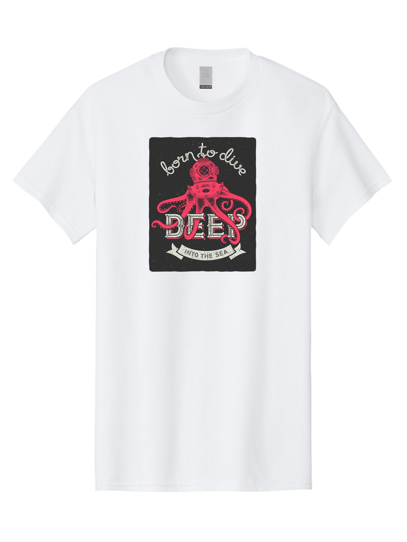 Born-To-Dive-2 Men'S Graphic Tee, 100% Cotton, Comfortable Casual Summer Wear, Machine Washable, Scuba Diver, Octopus, Underwater Adventure, Deep Sea, Diving Passion, Ocean Exploration, Sea Creatures, Nautical Art, Vintage Design Aac431 9