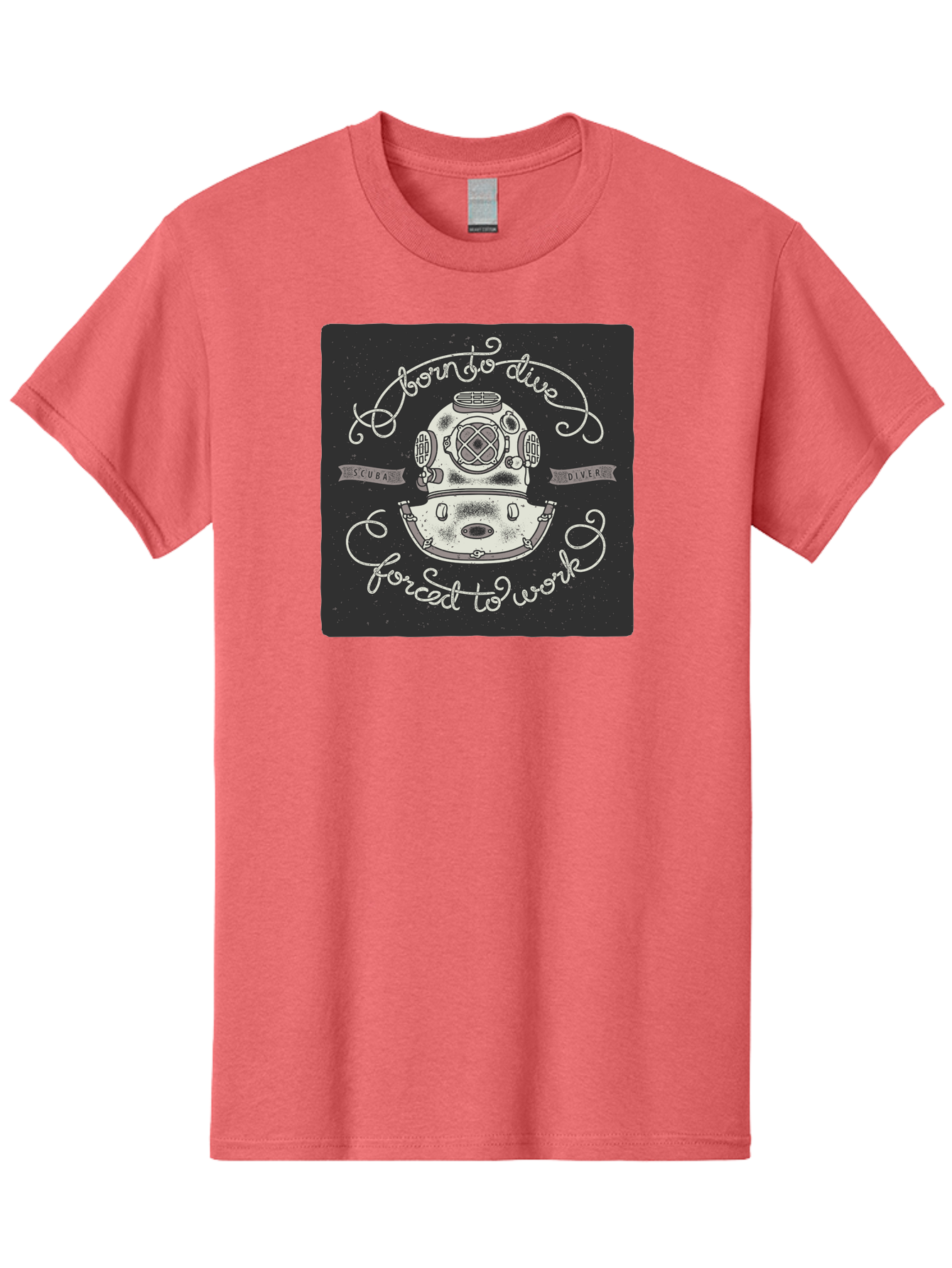 Born-To-Dive-3 Men'S Graphic Tee, 100% Cotton, Comfortable Casual Summer Wear, Machine Washable, Scuba Diver, Diving Helmet, Underwater Exploration, Ocean Adventure, Vintage Diving Gear, Motivational Quote, Typography Art, Nautical Theme, Aac432 15