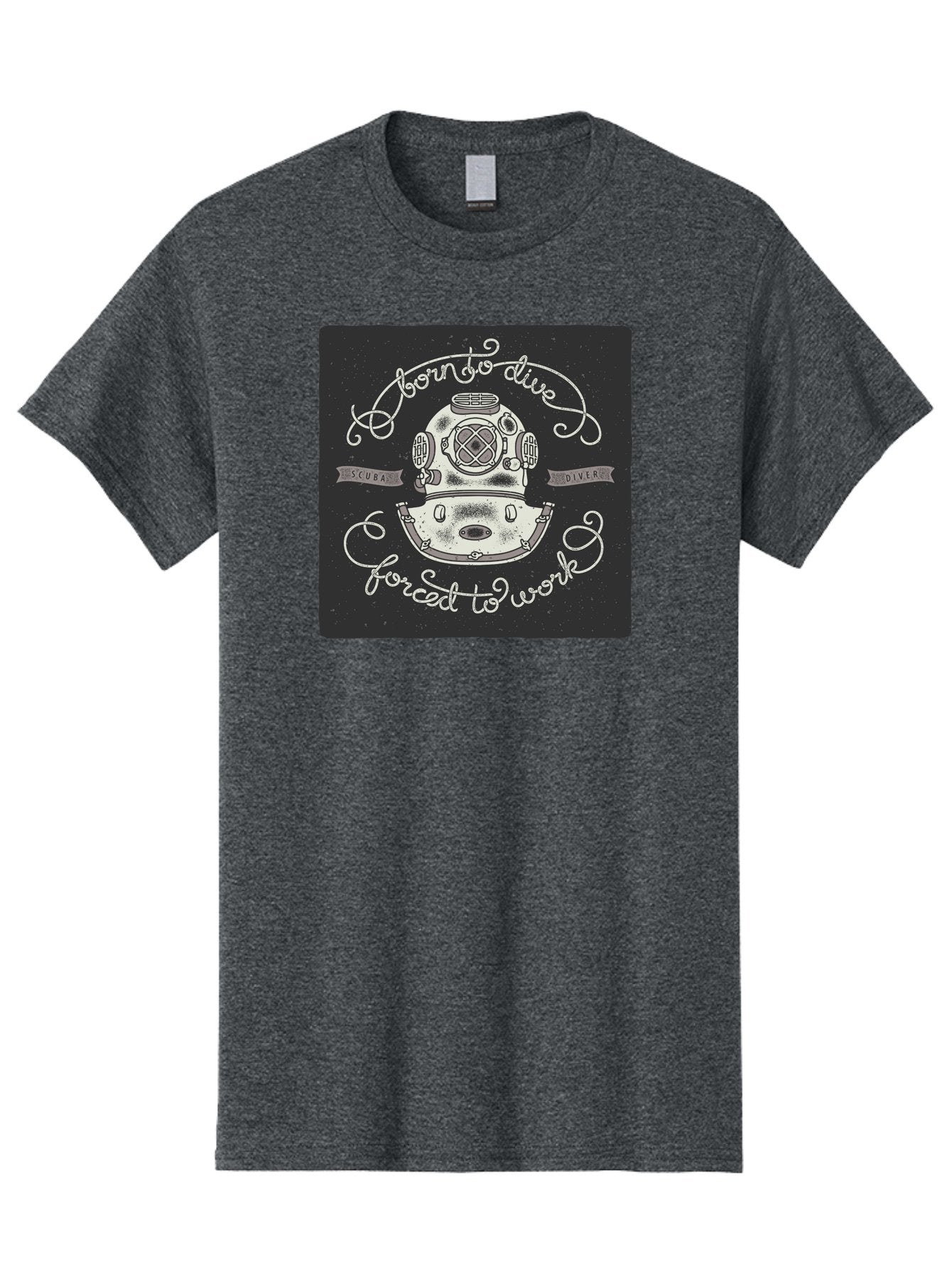 Born-To-Dive-3 Men'S Graphic Tee, 100% Cotton, Comfortable Casual Summer Wear, Machine Washable, Scuba Diver, Diving Helmet, Underwater Exploration, Ocean Adventure, Vintage Diving Gear, Motivational Quote, Typography Art, Nautical Theme, Aac432