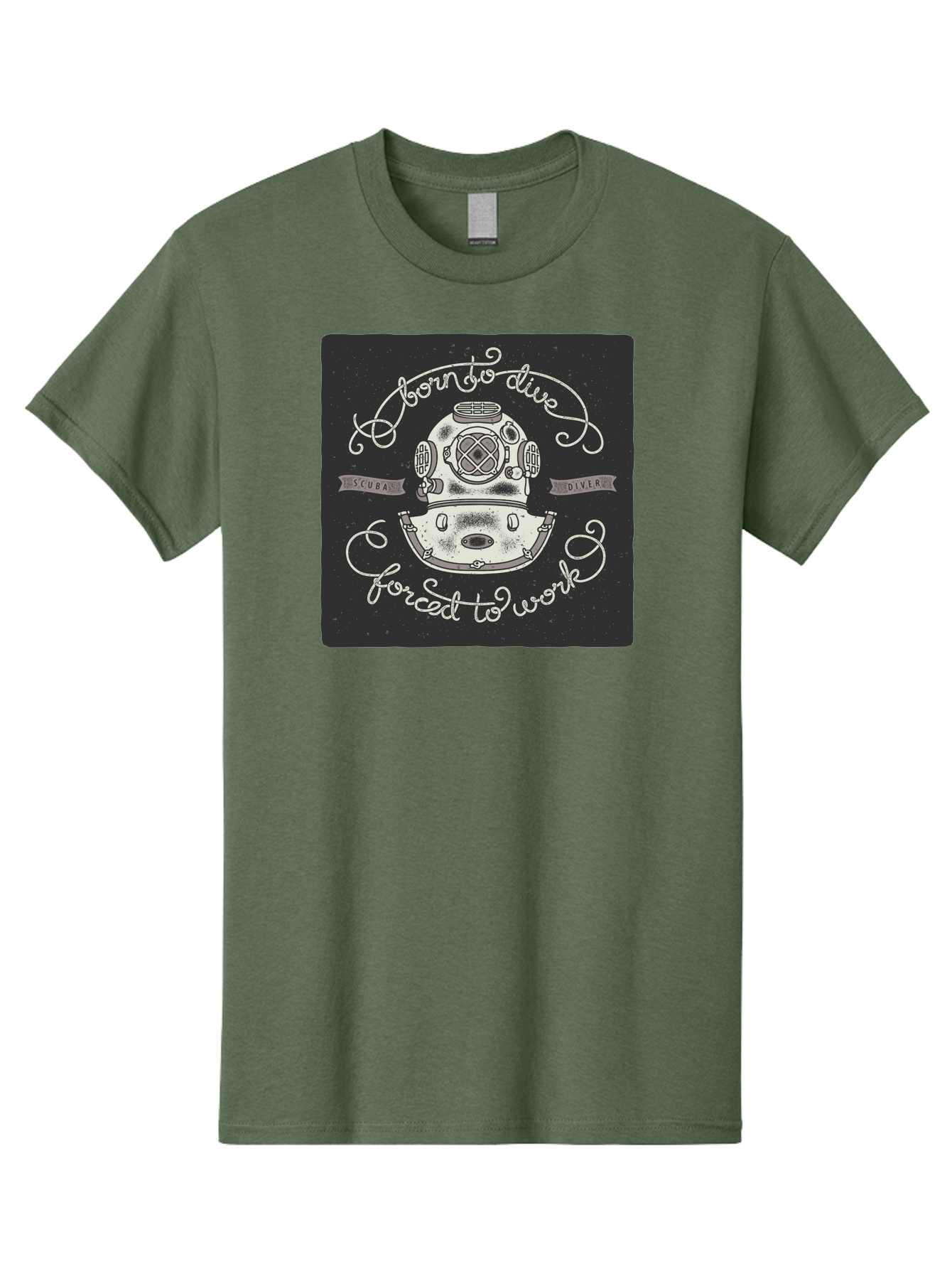 Born-To-Dive-3 Men'S Graphic Tee, 100% Cotton, Comfortable Casual Summer Wear, Machine Washable, Scuba Diver, Diving Helmet, Underwater Exploration, Ocean Adventure, Vintage Diving Gear, Motivational Quote, Typography Art, Nautical Theme, Aac432 5