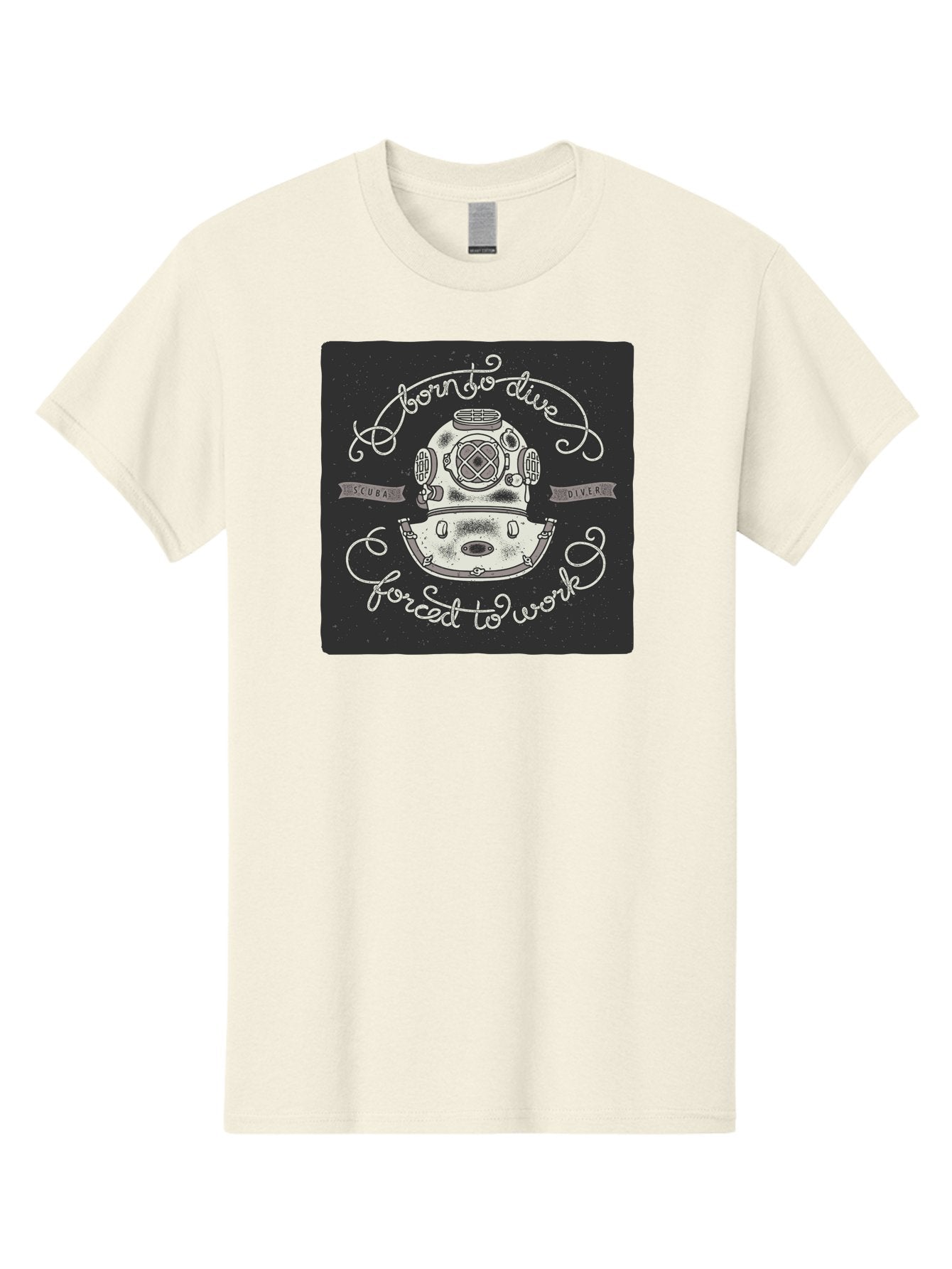 Born-To-Dive-3 Men'S Graphic Tee, 100% Cotton, Comfortable Casual Summer Wear, Machine Washable, Scuba Diver, Diving Helmet, Underwater Exploration, Ocean Adventure, Vintage Diving Gear, Motivational Quote, Typography Art, Nautical Theme, Aac432 10