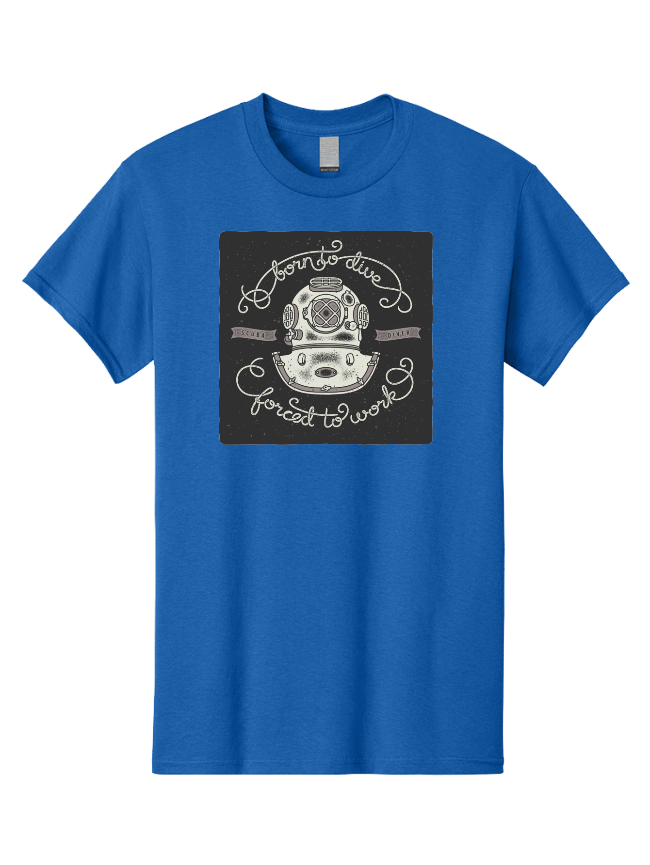 Born-To-Dive-3 Men'S Graphic Tee, 100% Cotton, Comfortable Casual Summer Wear, Machine Washable, Scuba Diver, Diving Helmet, Underwater Exploration, Ocean Adventure, Vintage Diving Gear, Motivational Quote, Typography Art, Nautical Theme, Aac432 19