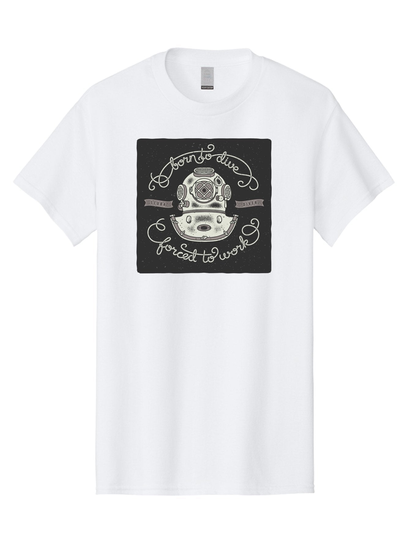 Born-To-Dive-3 Men'S Graphic Tee, 100% Cotton, Comfortable Casual Summer Wear, Machine Washable, Scuba Diver, Diving Helmet, Underwater Exploration, Ocean Adventure, Vintage Diving Gear, Motivational Quote, Typography Art, Nautical Theme, Aac432 15