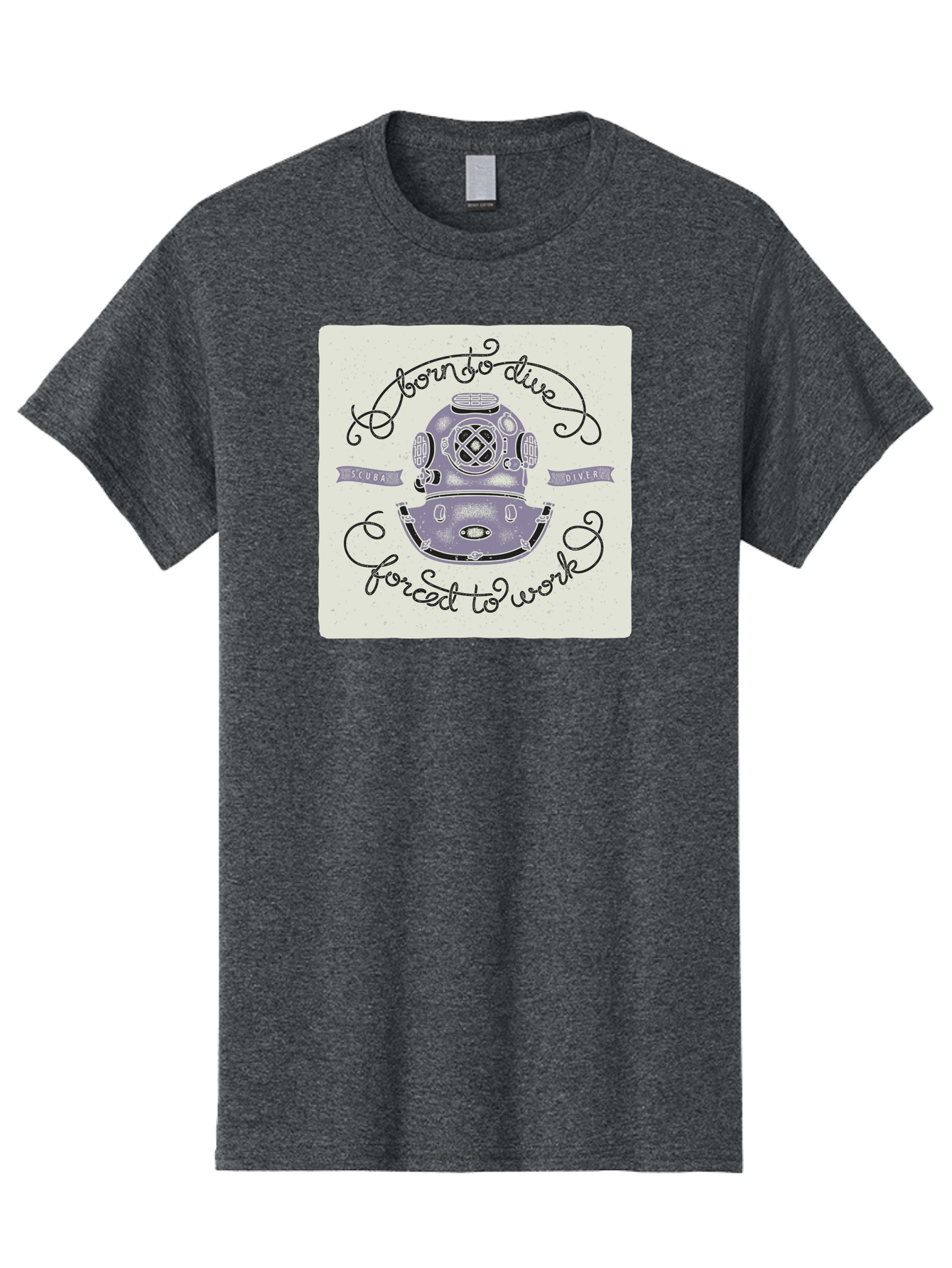 Born-To-Dive Men'S Graphic Tee, 100% Cotton, Comfortable Casual Summer Wear, Machine Washable, Scuba Diver, Diving Helmet, Underwater Adventure, Ocean Exploration, Vintage Diving Gear, Scuba Diving, Diver'S Life, Born To Dive, Forced To Work, Aac433 21