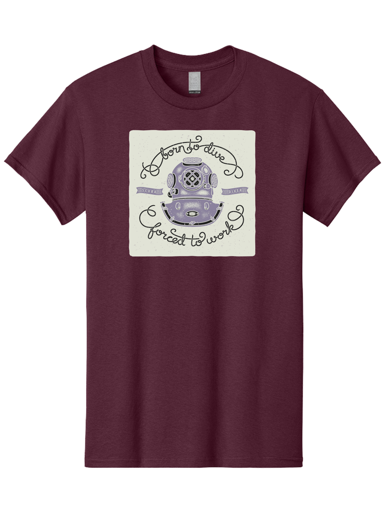 Born-To-Dive Men'S Graphic Tee, 100% Cotton, Comfortable Casual Summer Wear, Machine Washable, Scuba Diver, Diving Helmet, Underwater Adventure, Ocean Exploration, Vintage Diving Gear, Scuba Diving, Diver'S Life, Born To Dive, Forced To Work, Aac433 15