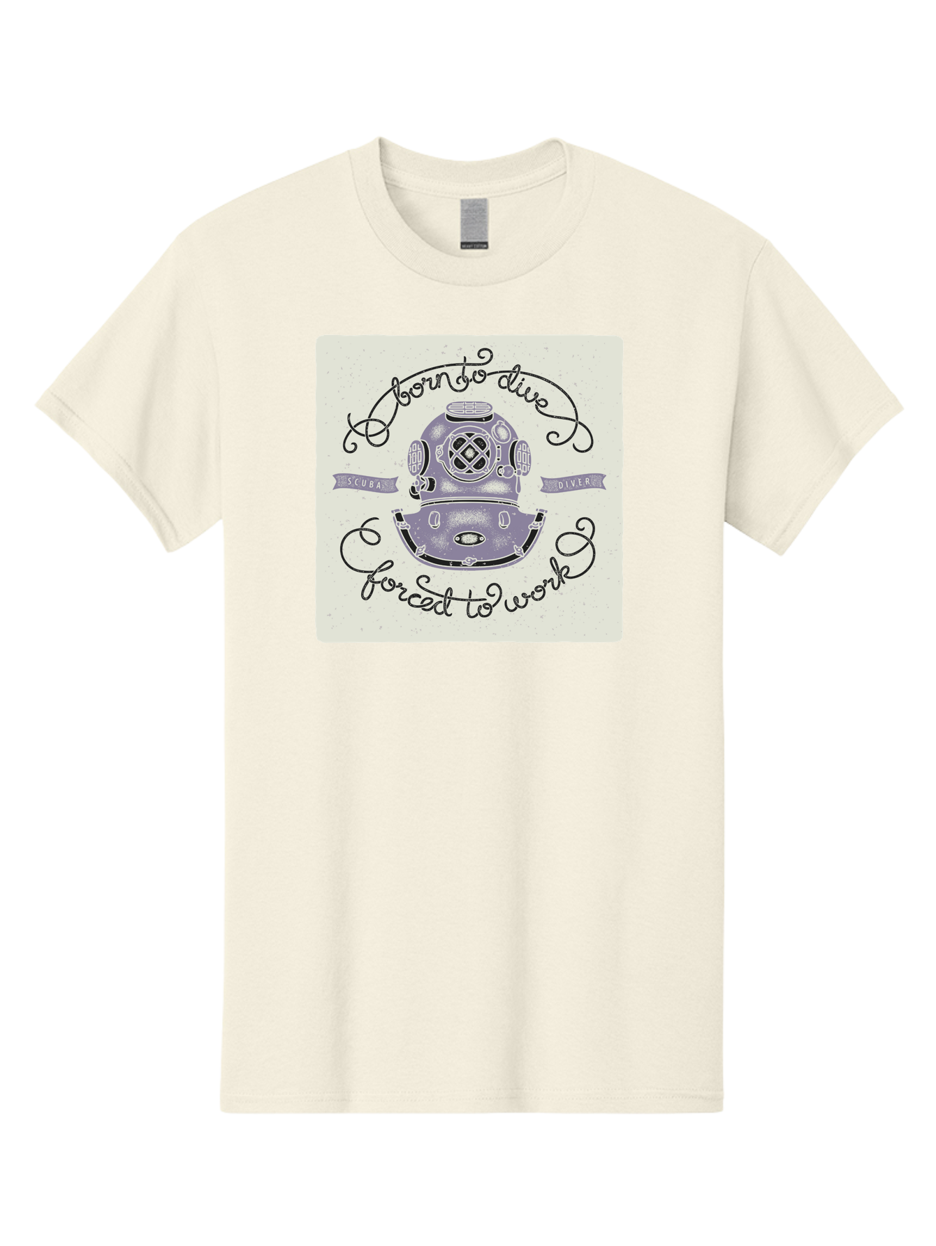 Born-To-Dive Men'S Graphic Tee, 100% Cotton, Comfortable Casual Summer Wear, Machine Washable, Scuba Diver, Diving Helmet, Underwater Adventure, Ocean Exploration, Vintage Diving Gear, Scuba Diving, Diver'S Life, Born To Dive, Forced To Work, Aac433