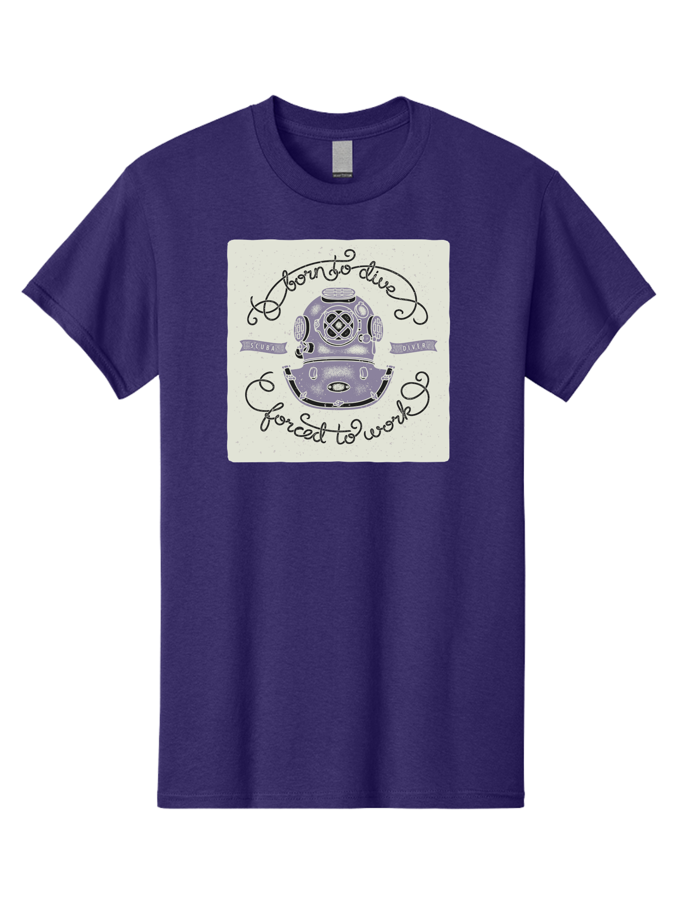 Born-To-Dive Men'S Graphic Tee, 100% Cotton, Comfortable Casual Summer Wear, Machine Washable, Scuba Diver, Diving Helmet, Underwater Adventure, Ocean Exploration, Vintage Diving Gear, Scuba Diving, Diver'S Life, Born To Dive, Forced To Work, Aac433 7