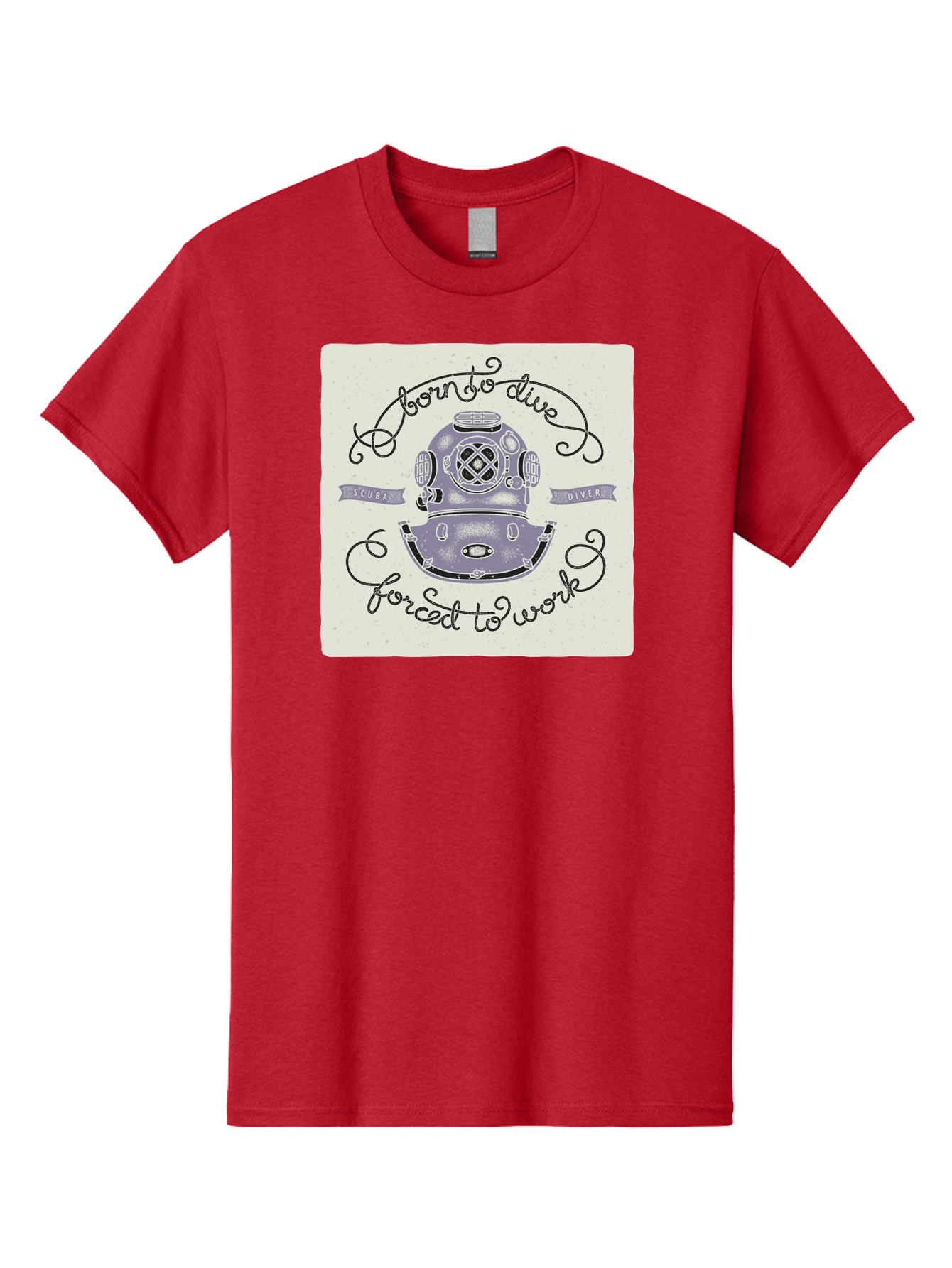 Born-To-Dive Men'S Graphic Tee, 100% Cotton, Comfortable Casual Summer Wear, Machine Washable, Scuba Diver, Diving Helmet, Underwater Adventure, Ocean Exploration, Vintage Diving Gear, Scuba Diving, Diver'S Life, Born To Dive, Forced To Work, Aac433 9