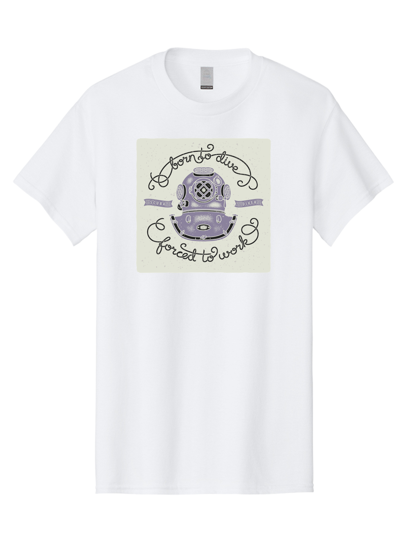 Born-To-Dive Men'S Graphic Tee, 100% Cotton, Comfortable Casual Summer Wear, Machine Washable, Scuba Diver, Diving Helmet, Underwater Adventure, Ocean Exploration, Vintage Diving Gear, Scuba Diving, Diver'S Life, Born To Dive, Forced To Work, Aac433 25