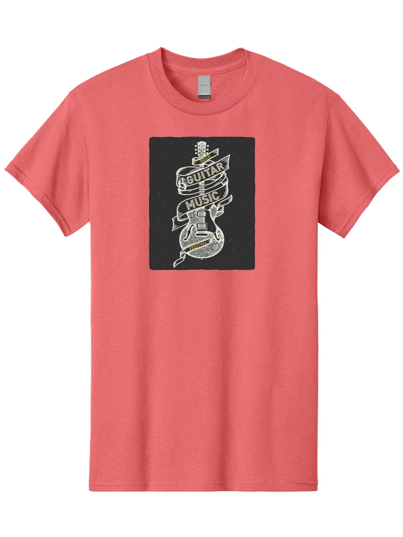 Rock-Guitar-Music-Festival Men'S Graphic Tee, 100% Cotton, Comfortable Casual Summer Wear, Machine Washable, Rock Guitar, Music Festival, Guitar Illustration, Festival Banner, Music Event, Rock Concert, Guitar Art, Festival Graphics, Aac439 4