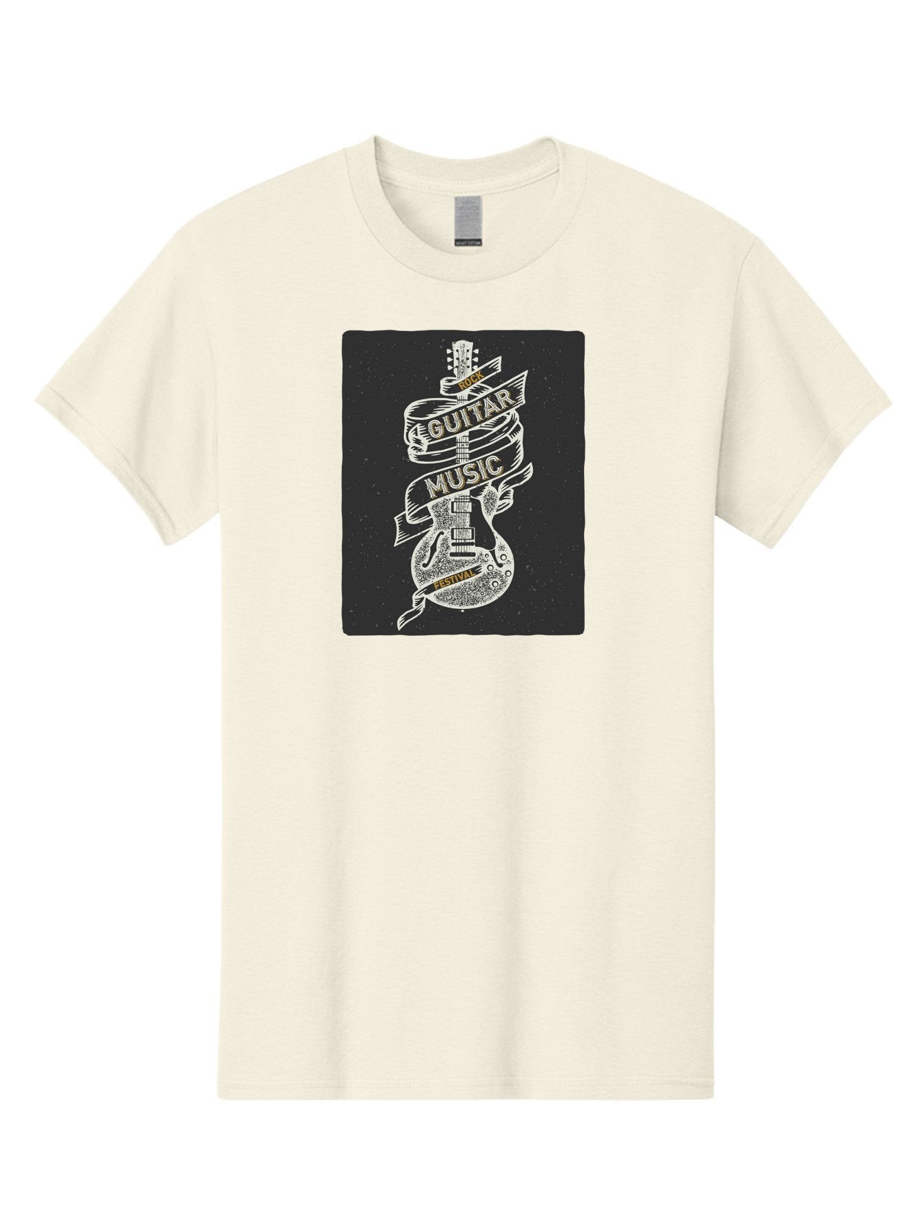 Rock-Guitar-Music-Festival Men'S Graphic Tee, 100% Cotton, Comfortable Casual Summer Wear, Machine Washable, Rock Guitar, Music Festival, Guitar Illustration, Festival Banner, Music Event, Rock Concert, Guitar Art, Festival Graphics, Aac439 11