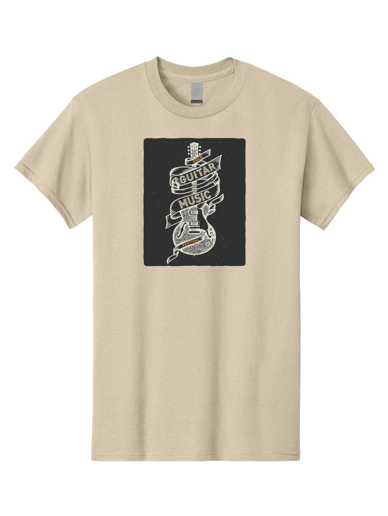 Rock-Guitar-Music-Festival Men'S Graphic Tee, 100% Cotton, Comfortable Casual Summer Wear, Machine Washable, Rock Guitar, Music Festival, Guitar Illustration, Festival Banner, Music Event, Rock Concert, Guitar Art, Festival Graphics, Aac439 15