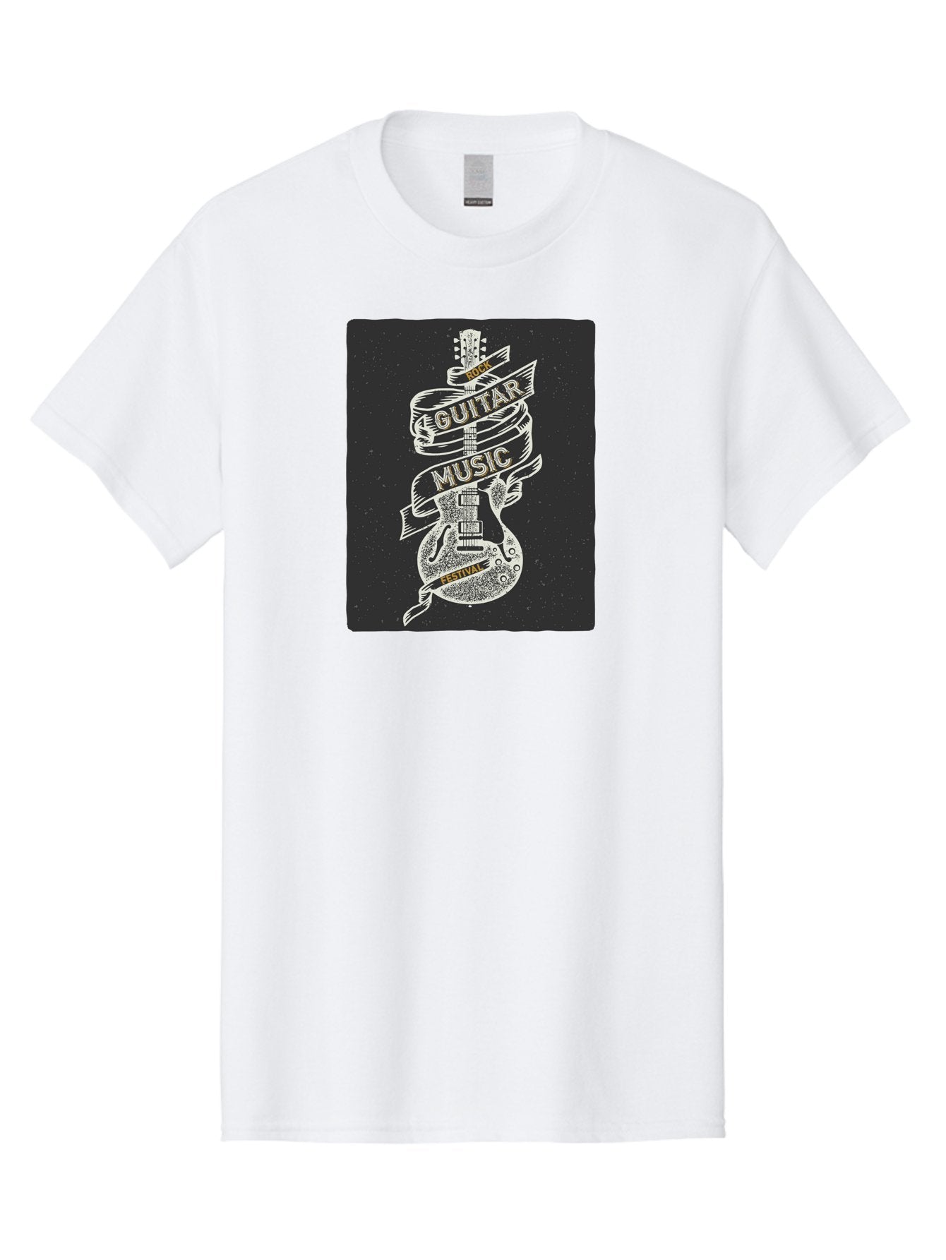 Rock-Guitar-Music-Festival Men'S Graphic Tee, 100% Cotton, Comfortable Casual Summer Wear, Machine Washable, Rock Guitar, Music Festival, Guitar Illustration, Festival Banner, Music Event, Rock Concert, Guitar Art, Festival Graphics, Aac439 8