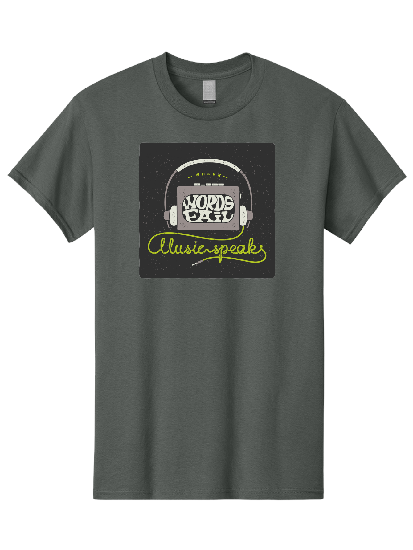Where-Words-Fail-Music-Speaks Men'S Graphic Tee, 100% Cotton, Comfortable Casual Summer Wear, Machine Washable, Music Inspiration, Emotional Expression, Creative Quotes, Motivational Phrases, Where Words Fail Music Speaks, Aac441 25