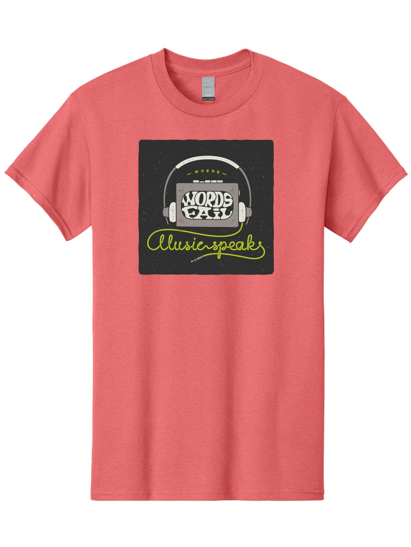 Where-Words-Fail-Music-Speaks Men'S Graphic Tee, 100% Cotton, Comfortable Casual Summer Wear, Machine Washable, Music Inspiration, Emotional Expression, Creative Quotes, Motivational Phrases, Where Words Fail Music Speaks, Aac441 6