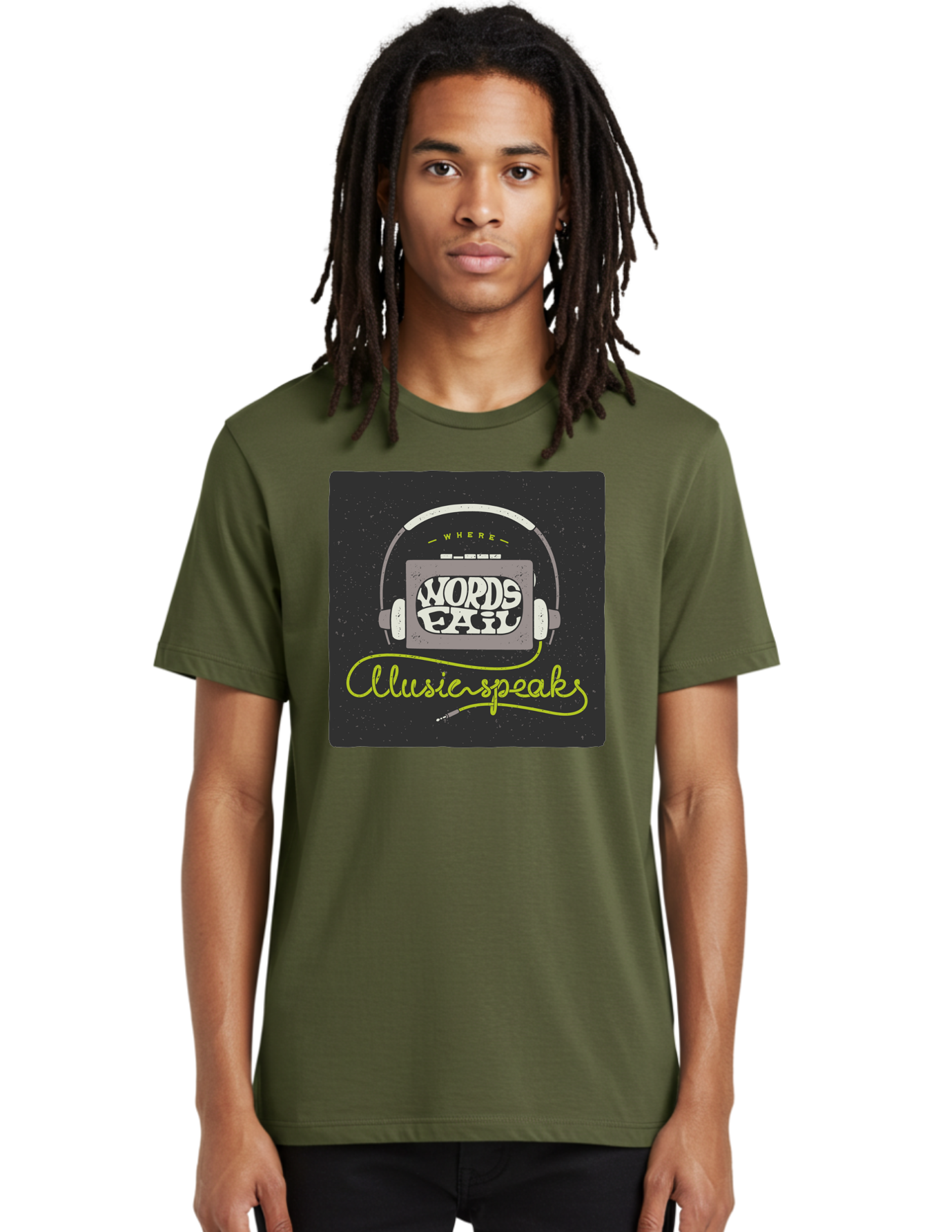 Where-Words-Fail-Music-Speaks Men'S Graphic Tee, 100% Cotton, Comfortable Casual Summer Wear, Machine Washable, Music Inspiration, Emotional Expression, Creative Quotes, Motivational Phrases, Where Words Fail Music Speaks, Aac441 18