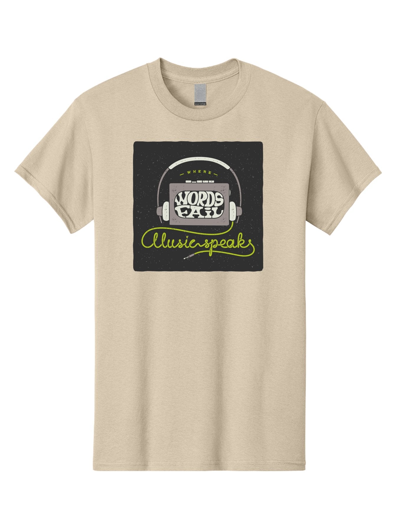 Where-Words-Fail-Music-Speaks Men'S Graphic Tee, 100% Cotton, Comfortable Casual Summer Wear, Machine Washable, Music Inspiration, Emotional Expression, Creative Quotes, Motivational Phrases, Where Words Fail Music Speaks, Aac441 15