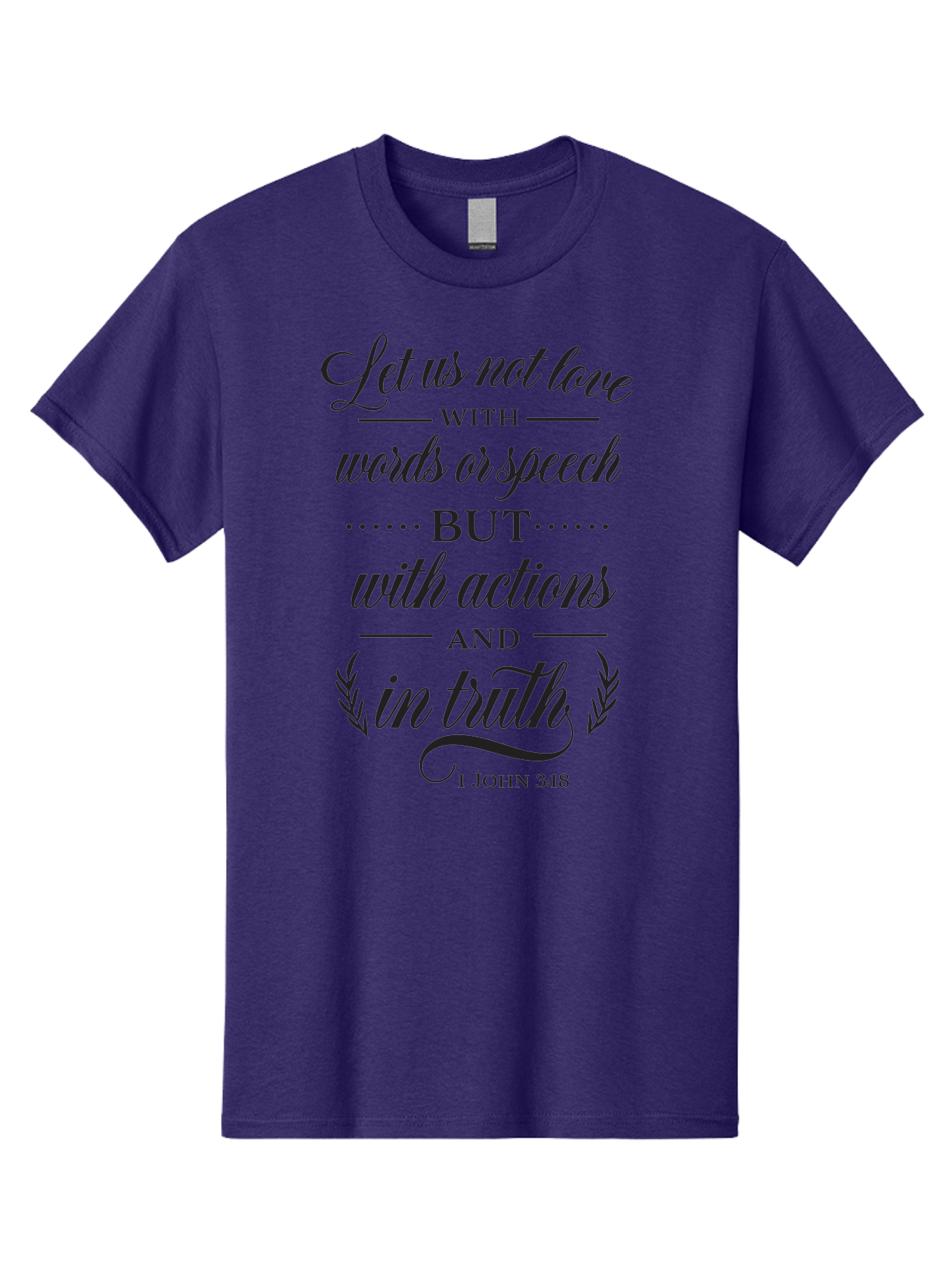 1-John-3-18 Men'S Graphic Tee, 100% Cotton, Comfortable Casual Summer Wear, Machine Washable, Inspirational Quote, Biblical Verse, 1 John 3:18, Love In Truth, Actions Over Words, Spiritual Guidance, Faith-Based Message, Motivational Words Aac442 3