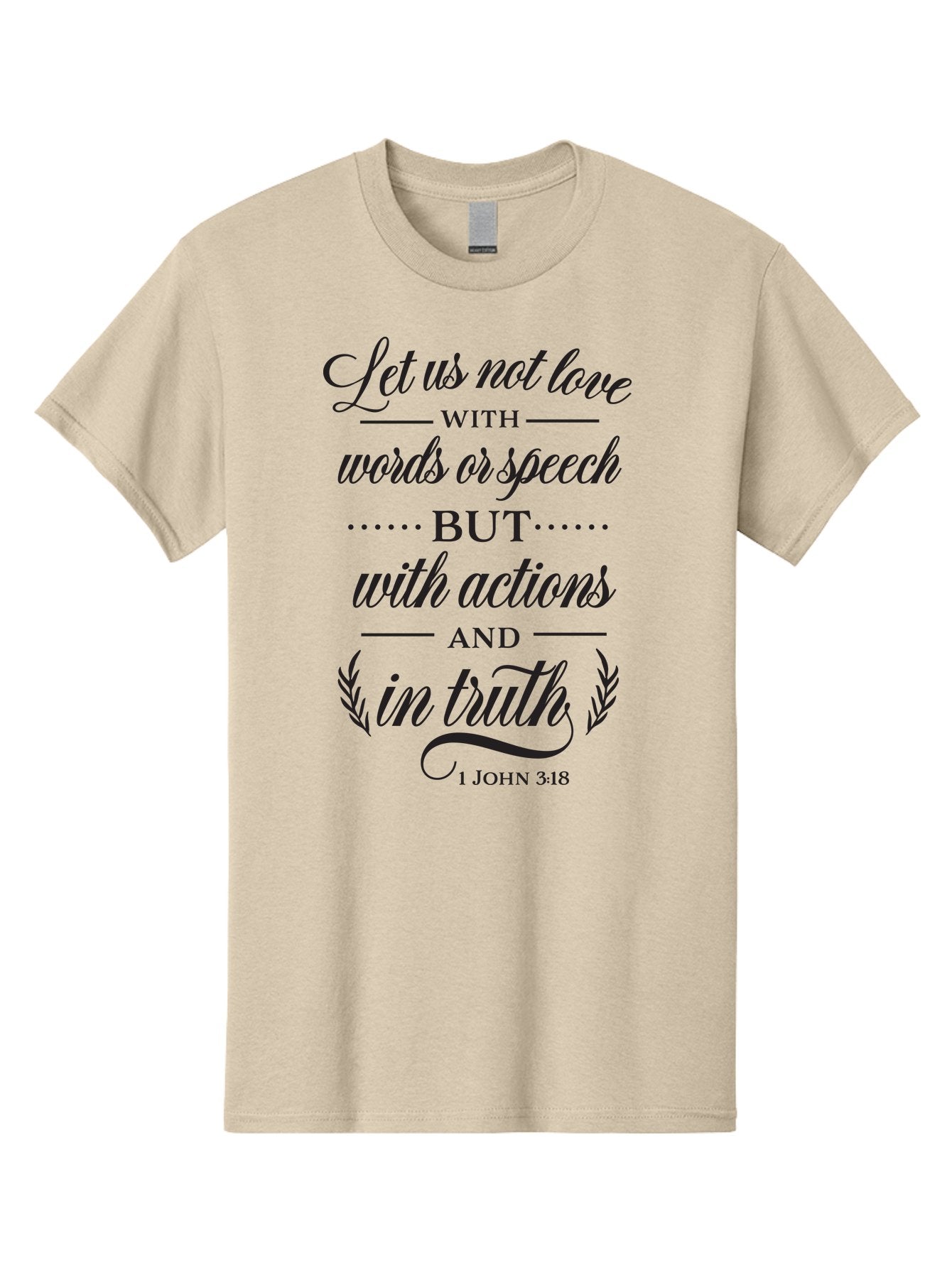 1-John-3-18 Men'S Graphic Tee, 100% Cotton, Comfortable Casual Summer Wear, Machine Washable, Inspirational Quote, Biblical Verse, 1 John 3:18, Love In Truth, Actions Over Words, Spiritual Guidance, Faith-Based Message, Motivational Words Aac442 6